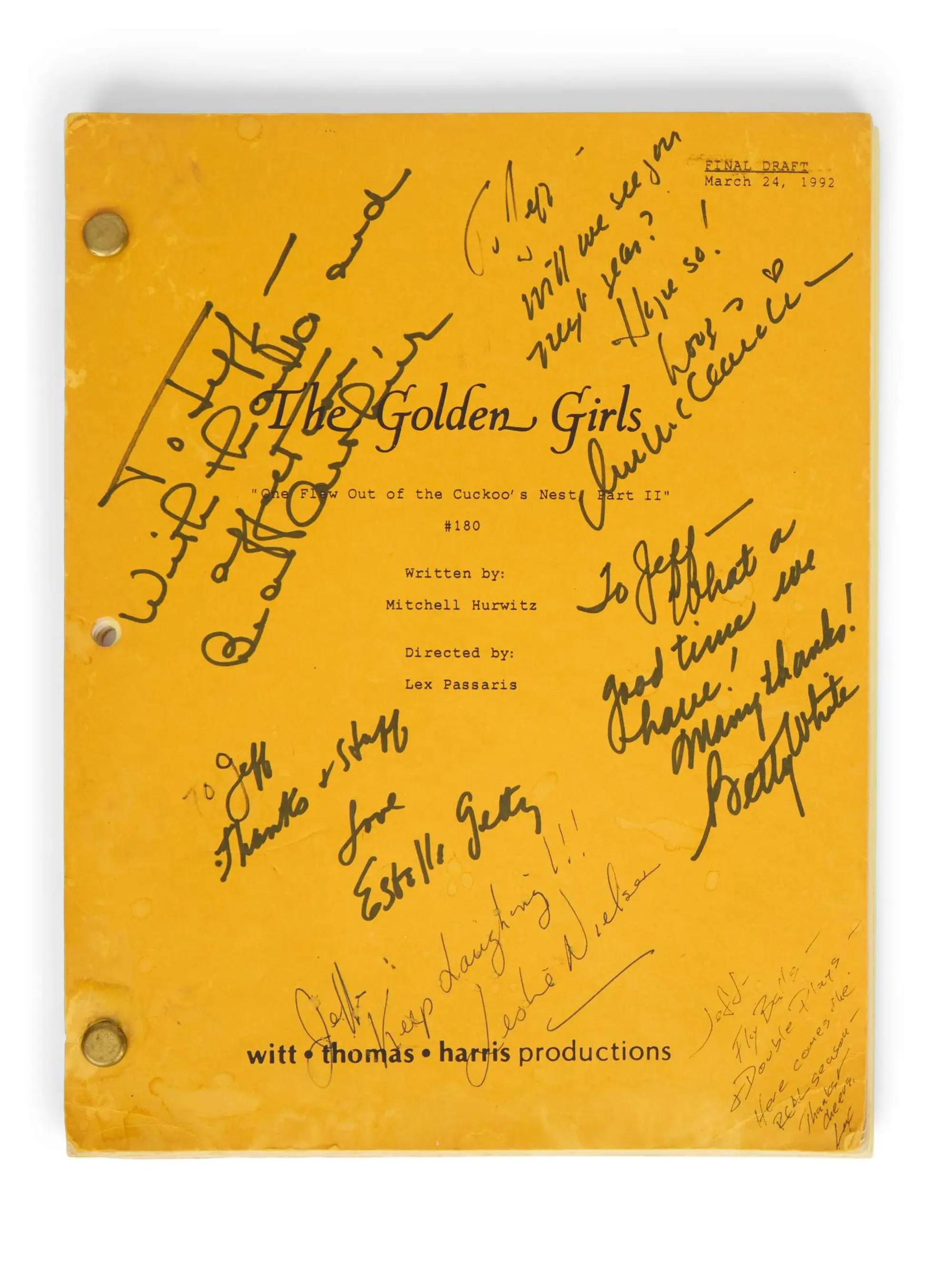 Lot #2  The Golden Girls 1992 Cast-Inscribed Final Episode Script