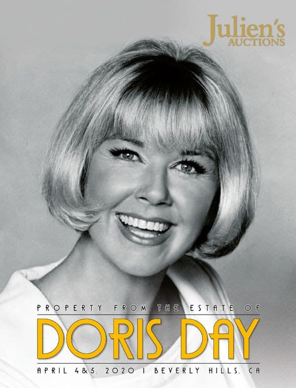 A poster for Julien's Auctions featuring Doris Day