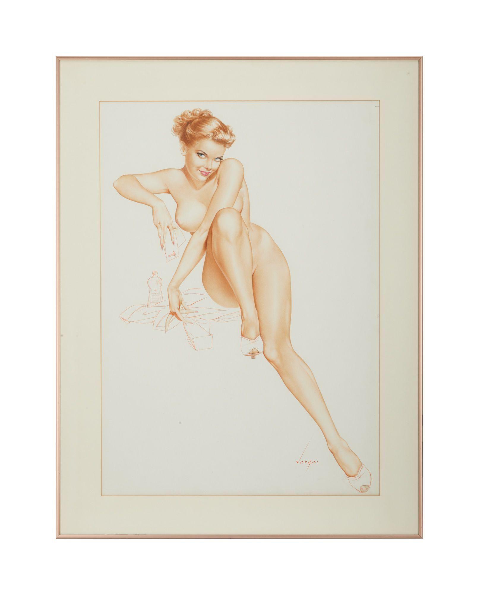 Playboy Alberto Vargas Girl Pinup October 1960 Watercolor Drawing