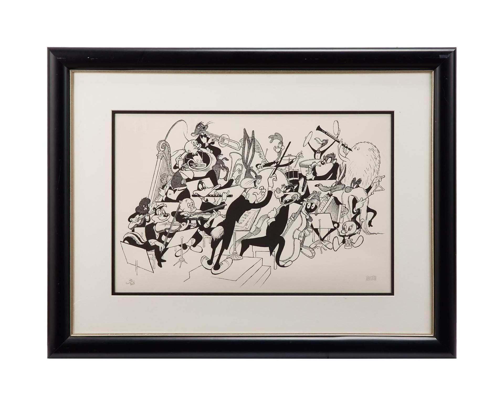 Al Hirschfeld Signed Limited-Edition Looney Tunes Orchestra Print