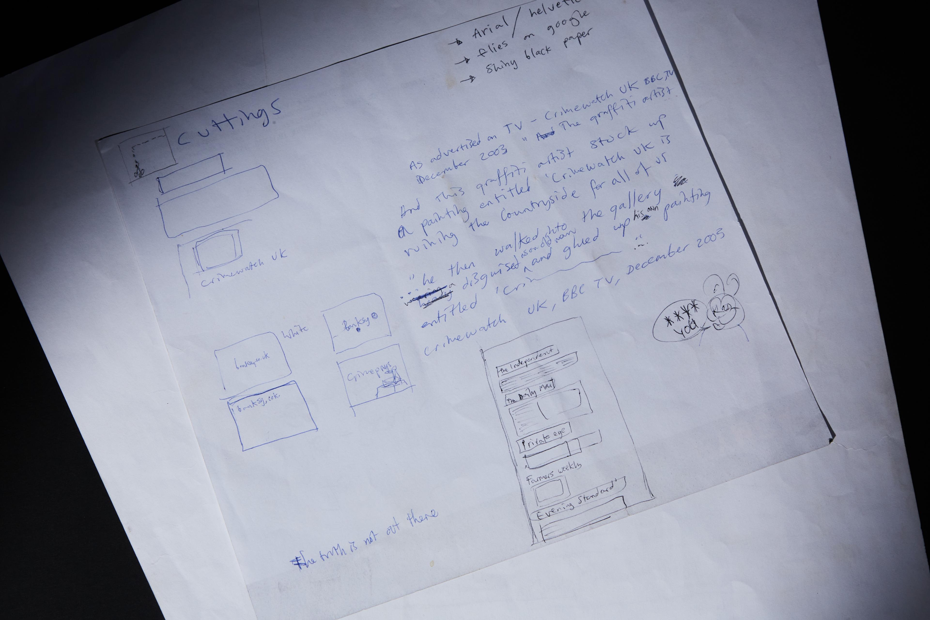 a piece of paper with handwritten notes on it is sitting on a table .