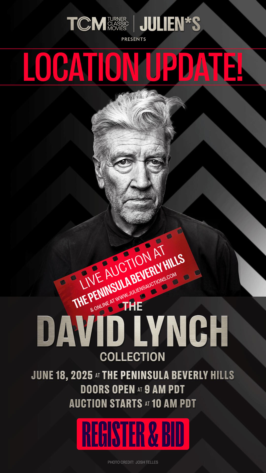 an location update poster for julien's auctions david lynch collection auction