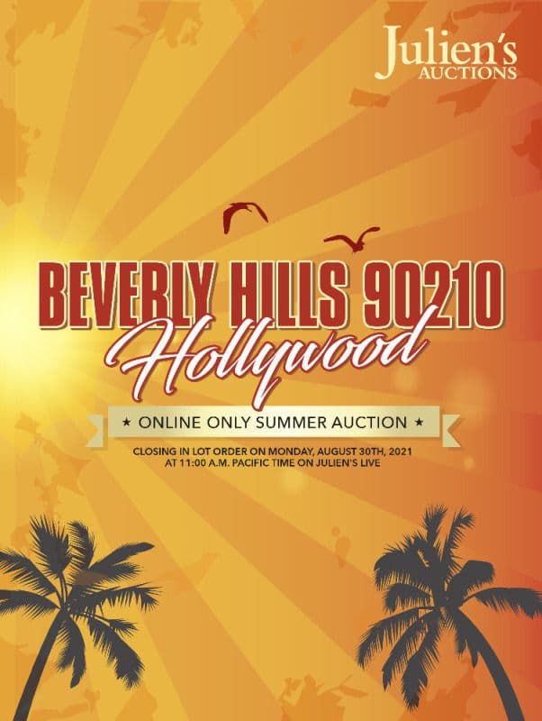 A poster for Julien's Auctions Beverly Hills 90210 Hollywood