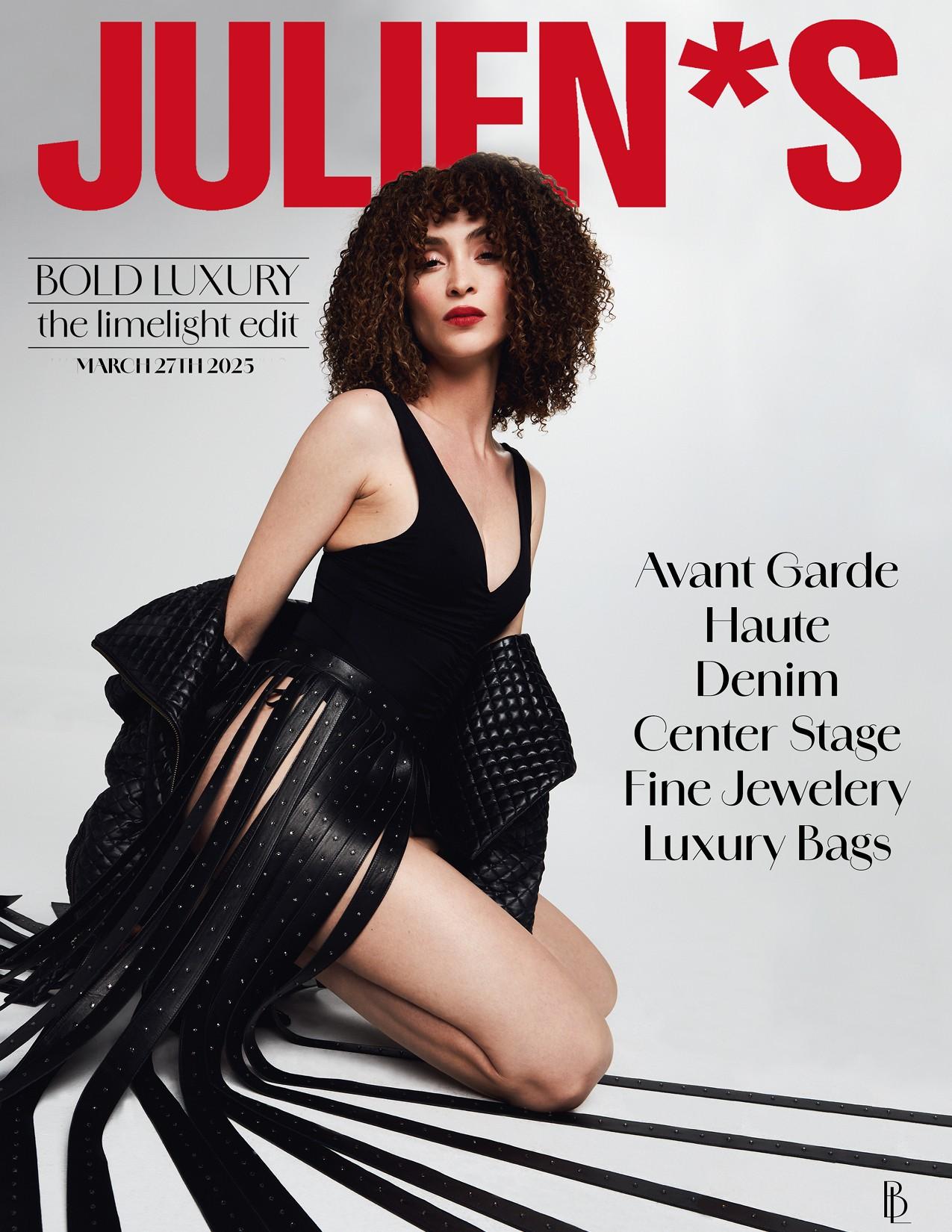 a woman is on the cover of julien 's bold luxury magazine