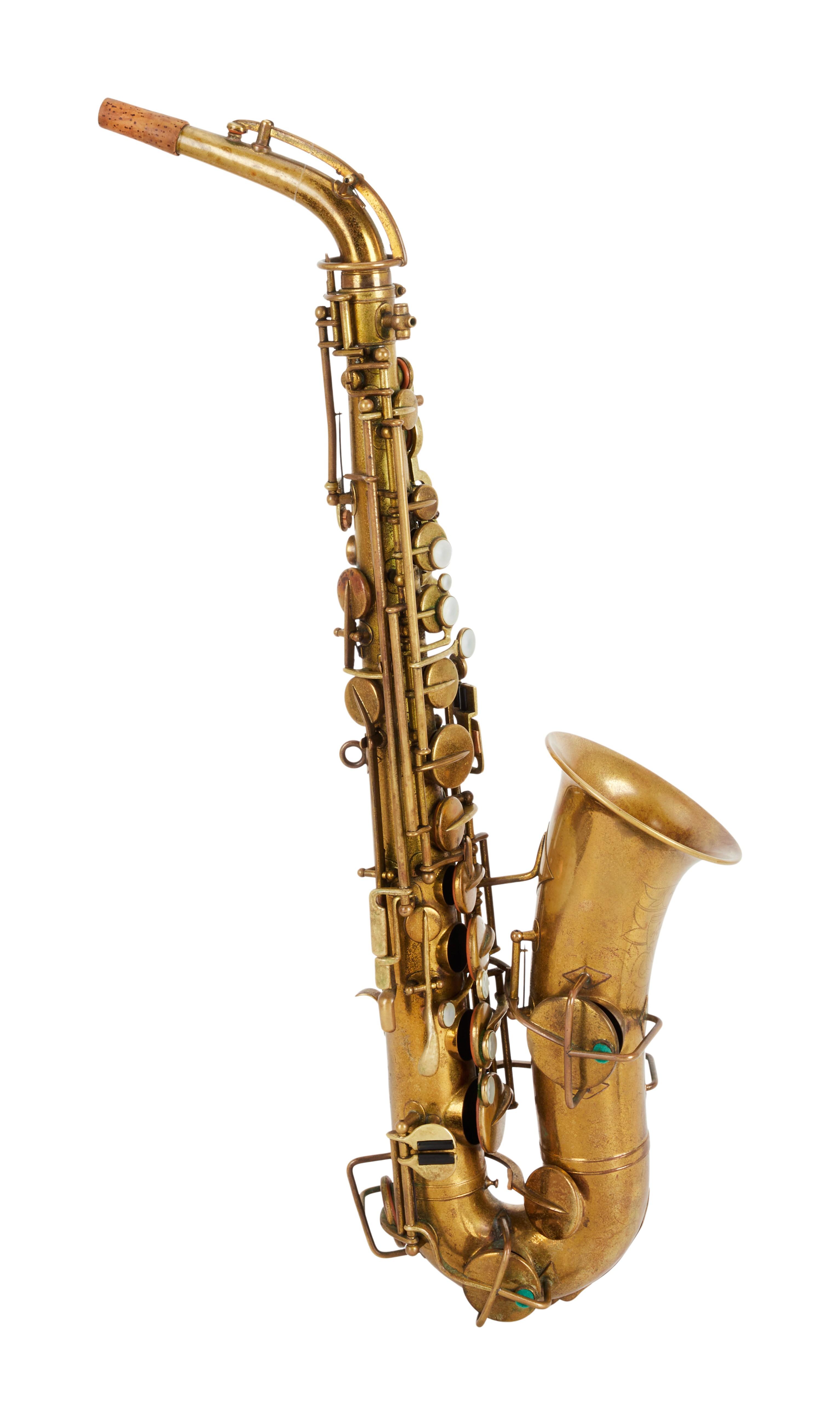 a brass saxophone