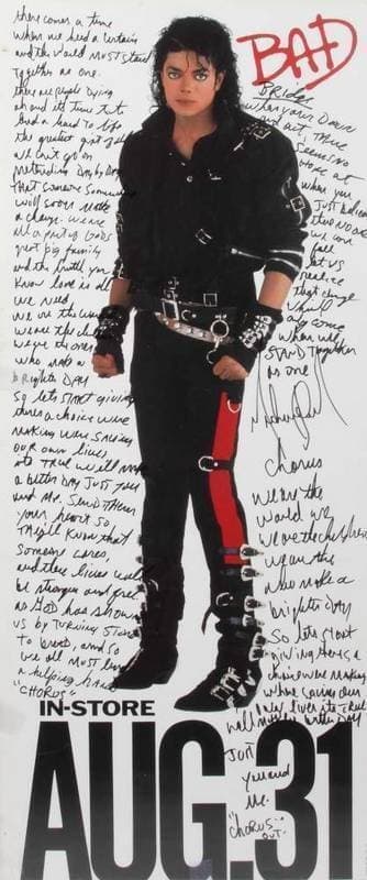 MICHAEL JACKSON HANDWRITTEN LYRICS