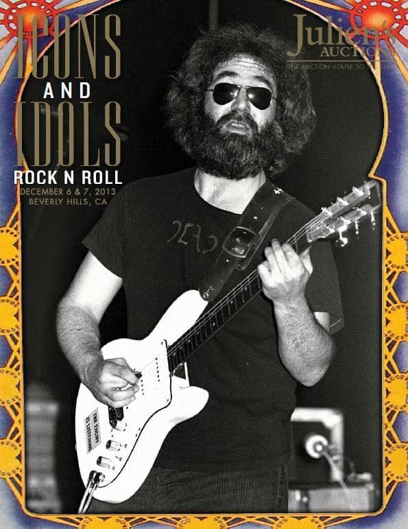 Jerry Garcia is on a poster for Julien's Icons and Idols Rock n Roll