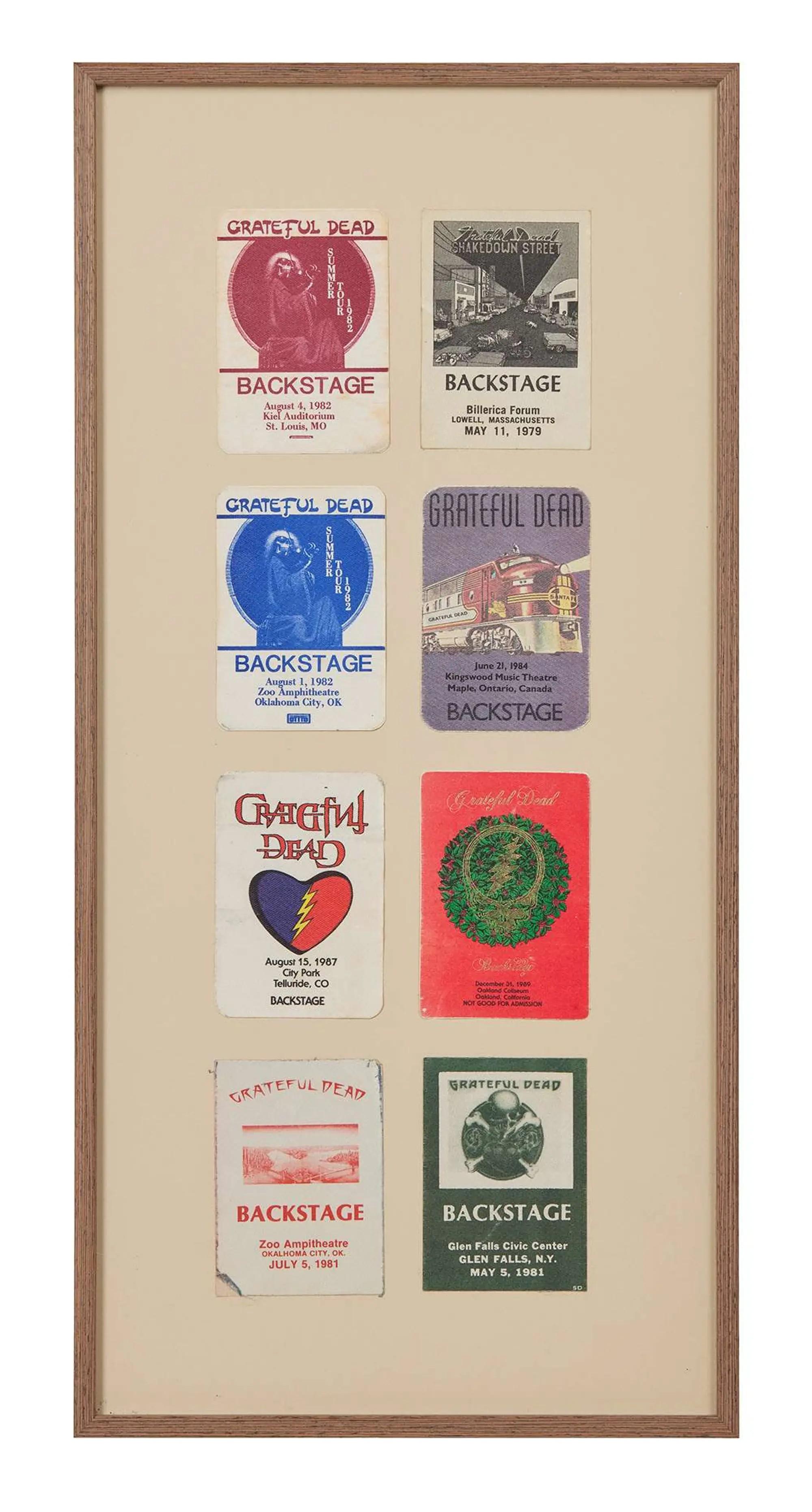 Lot #163 Grateful Dead Framed 1980s Backstage Passes