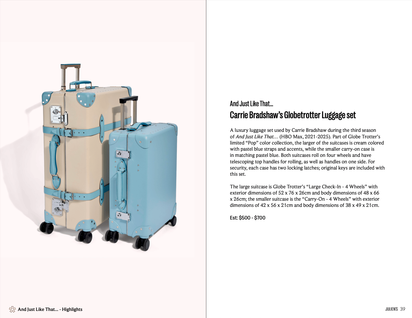 a light blue and beige luggage set