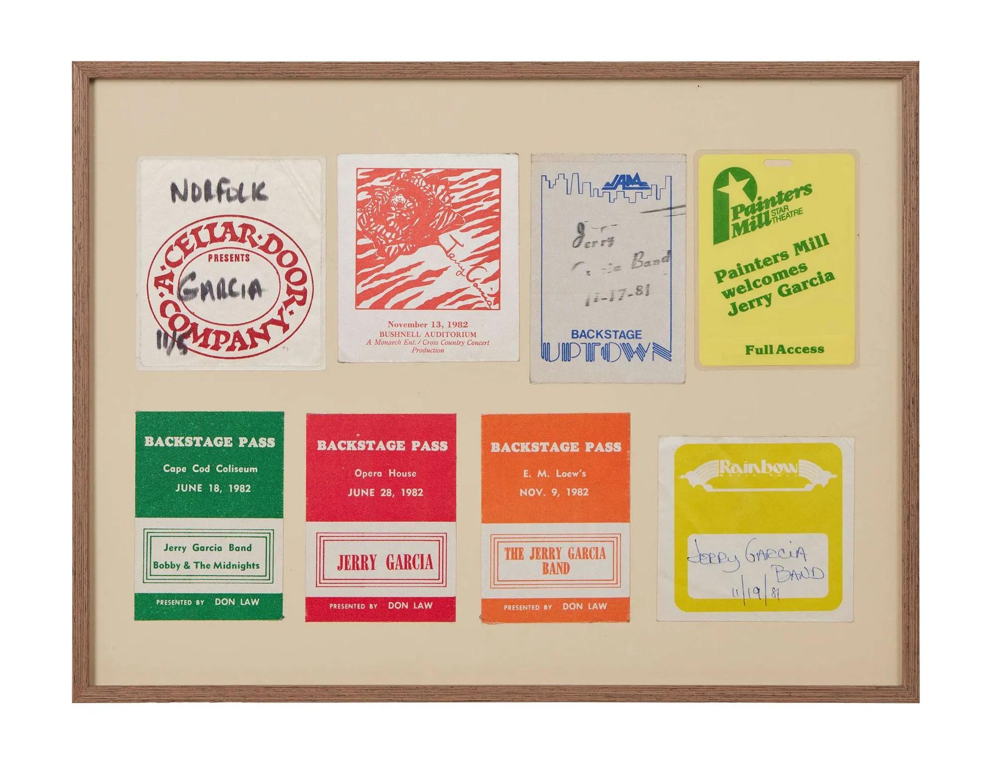 Lot #116 Jerry Garcia Framed Early 1980s Backstage Passes