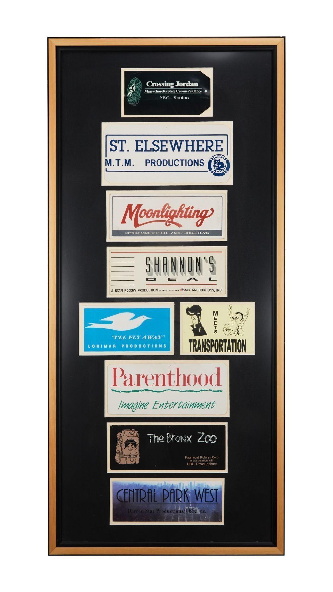 a framed collection of advertisements including one for moonlighting