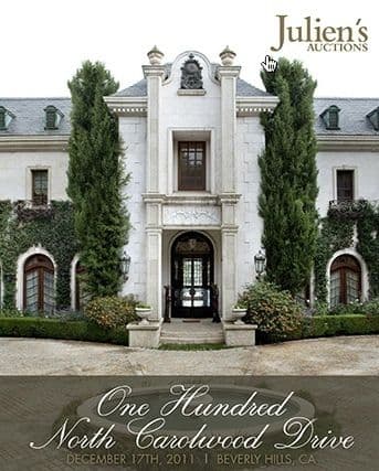 A poster for Julien's Auctions shows 100 N Carolwood Drive 