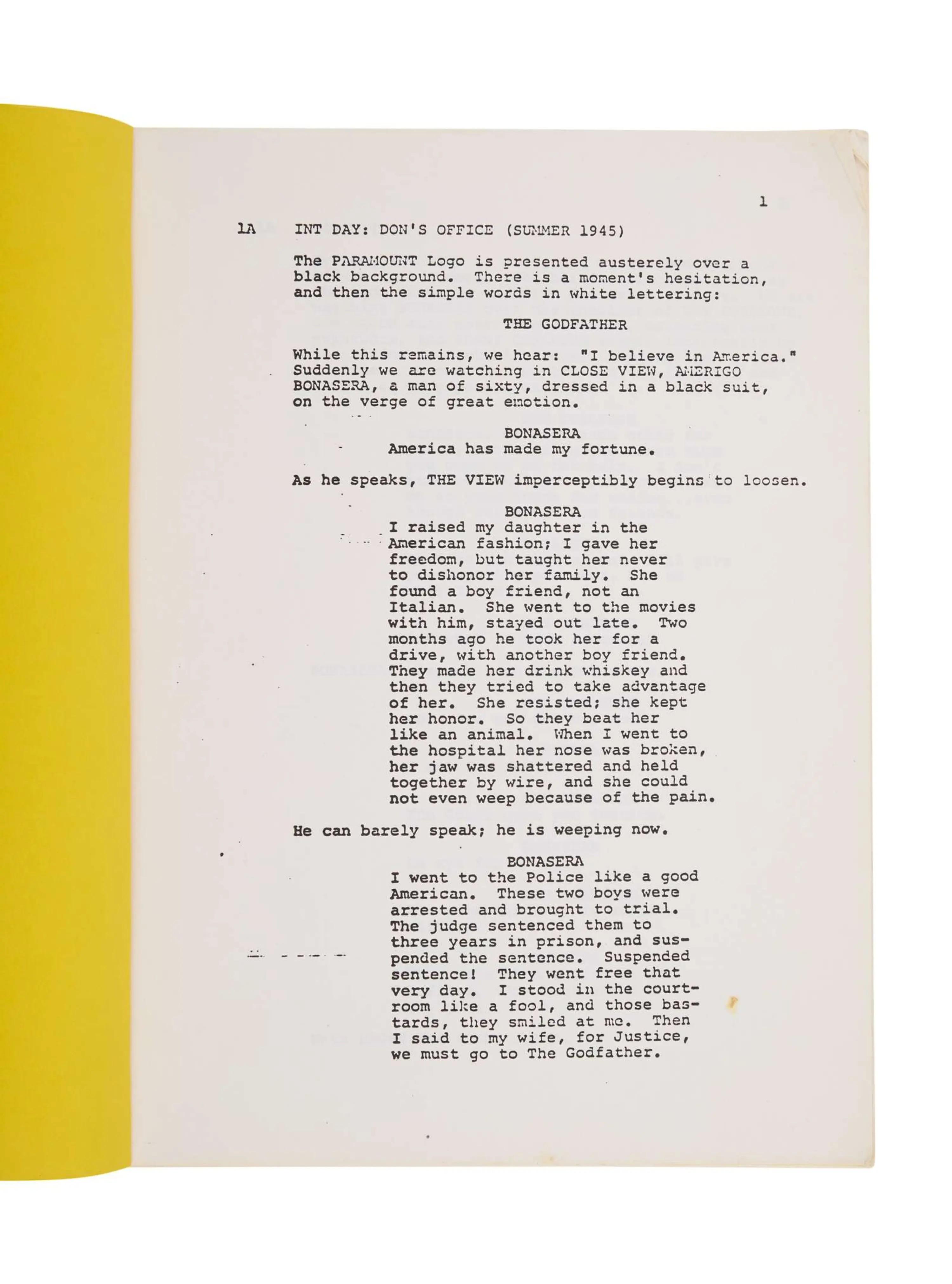 Lot #227  The Godfather Screenplay Signed by Al Pacino