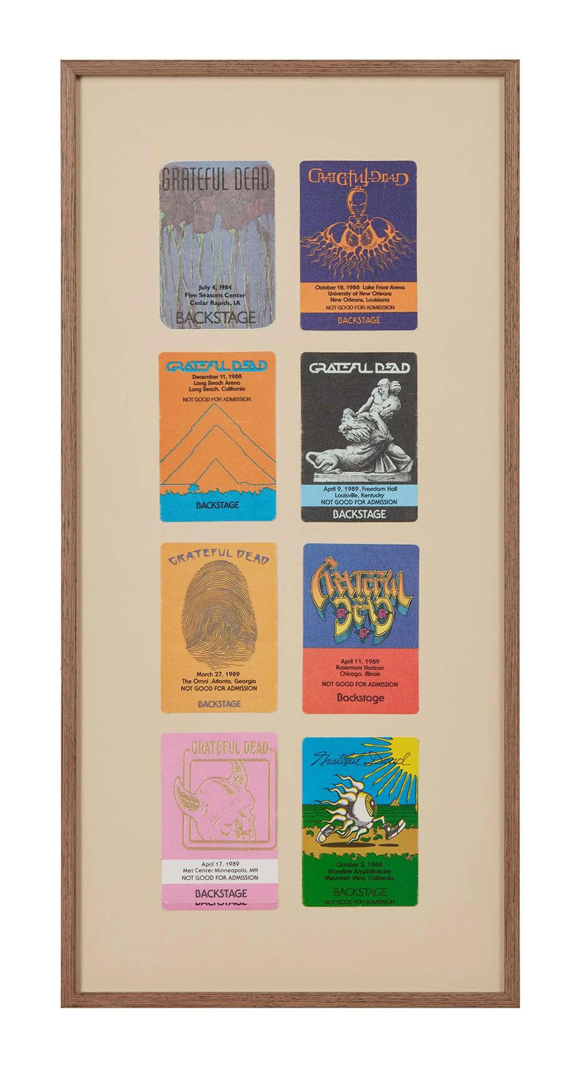 Lot #165 Grateful Dead Framed 1980s Backstage Passes