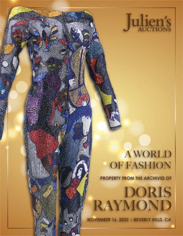 a poster for julien 's auctions shows a colorful dress