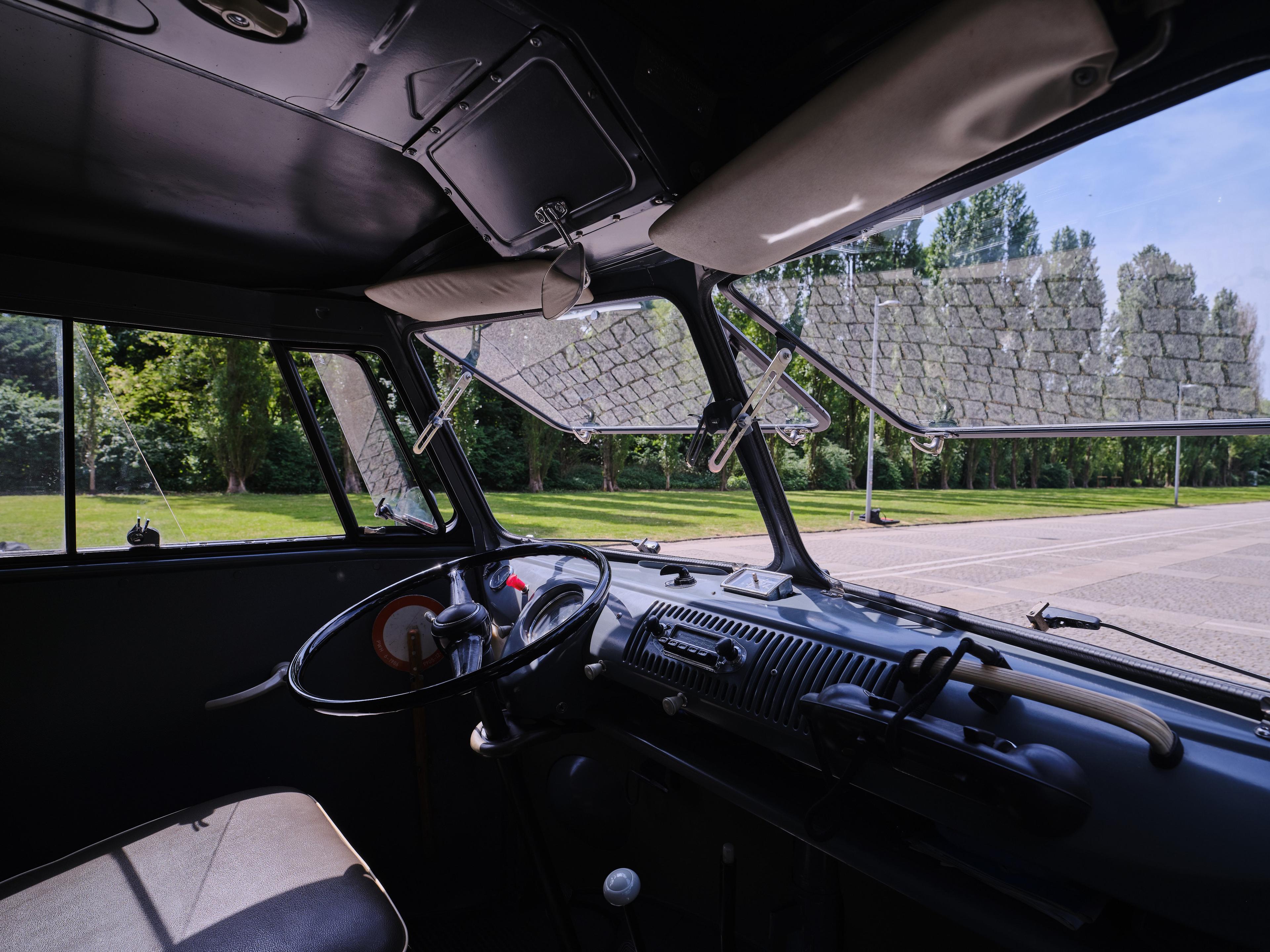 the interior of a gray vw bus from the florian schneider collection
