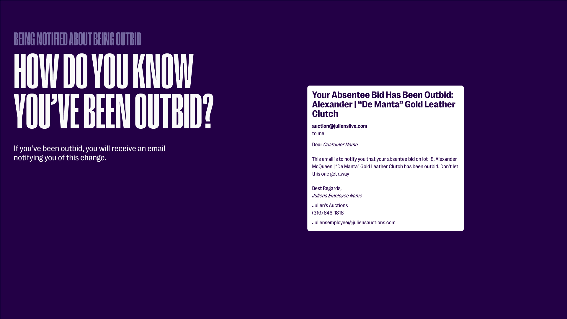 How do you know that you've been outbid?