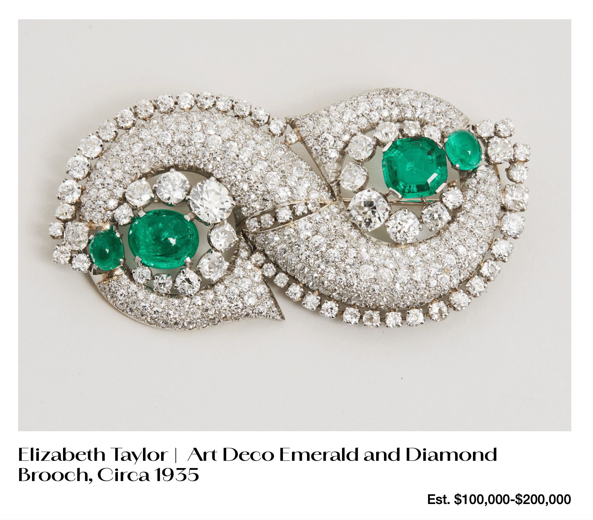 elizabeth taylor art deco emerald and diamond brooch circa 1935