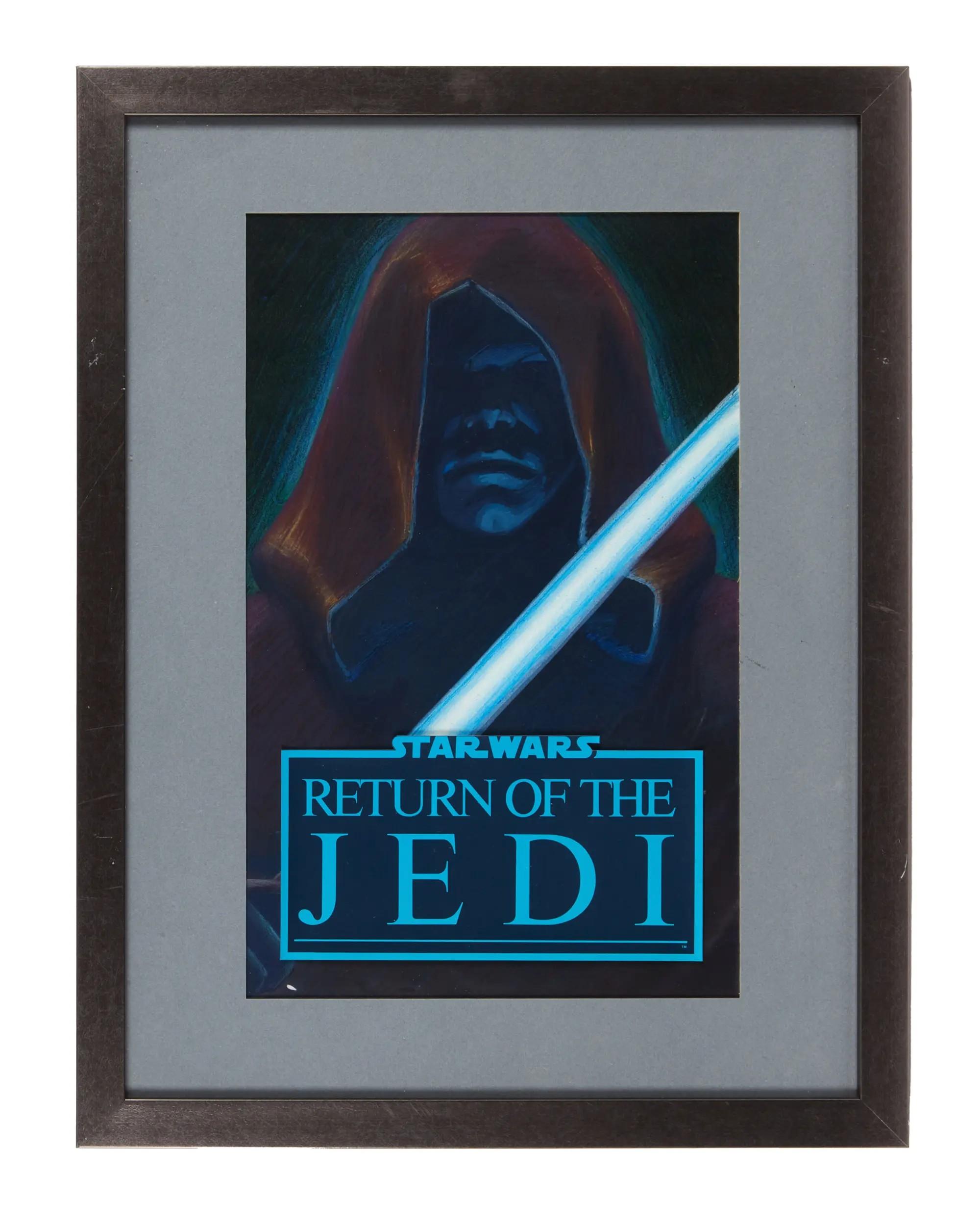 Lot #113. Star Wars: Return of the Jedi | Framed "Master Luke with Lightsaber" Poster Mock-Up Artwork with Sketches Framed Master Luke with Lightsaber Poster Mock-Up Artwork with Sketches