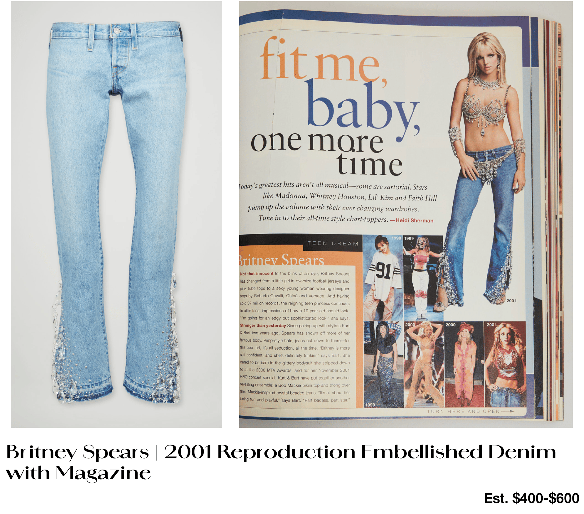 britney spears ' 2001 reproduction embellished denim with magazine