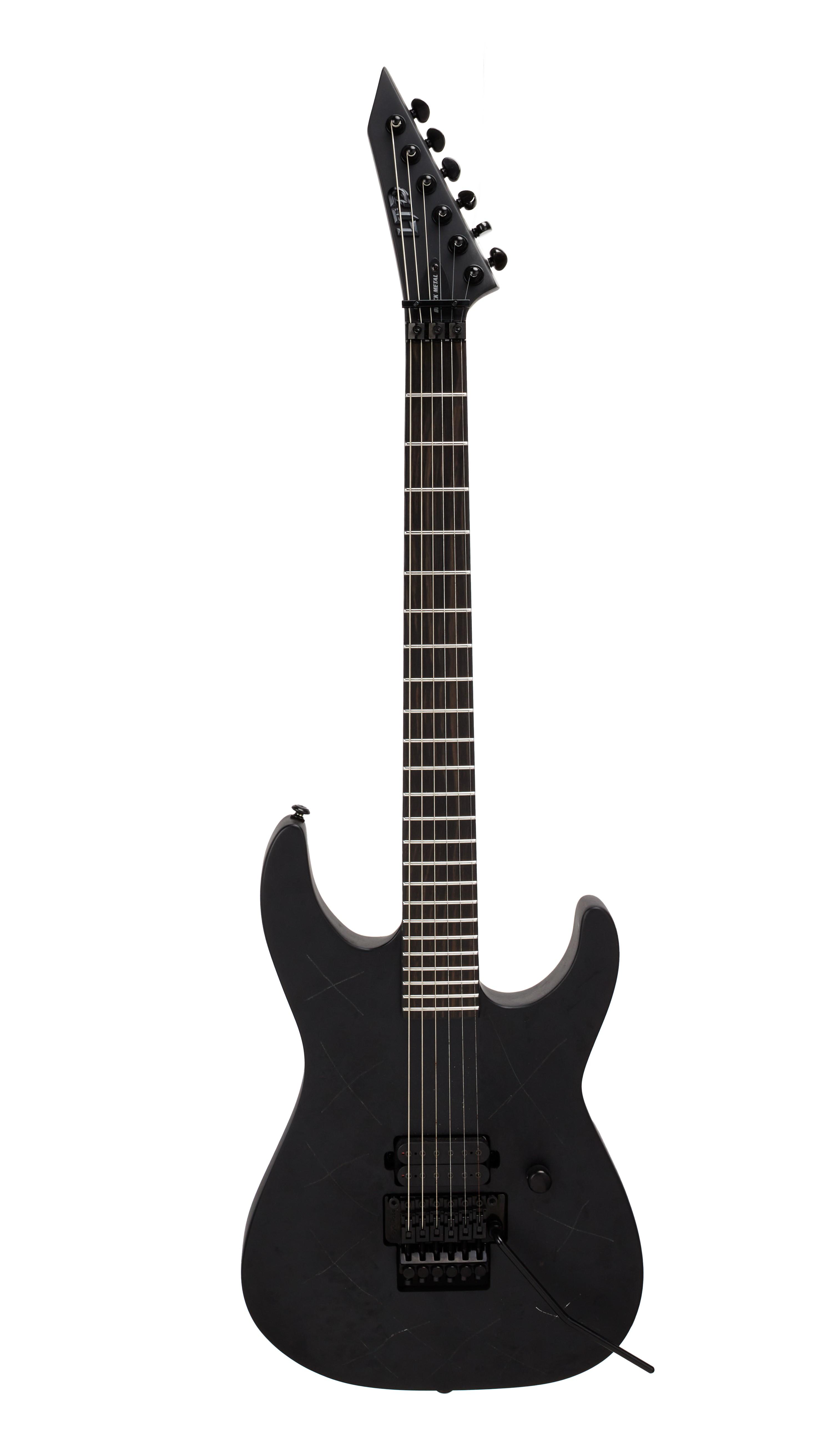 a jet black bass guitar