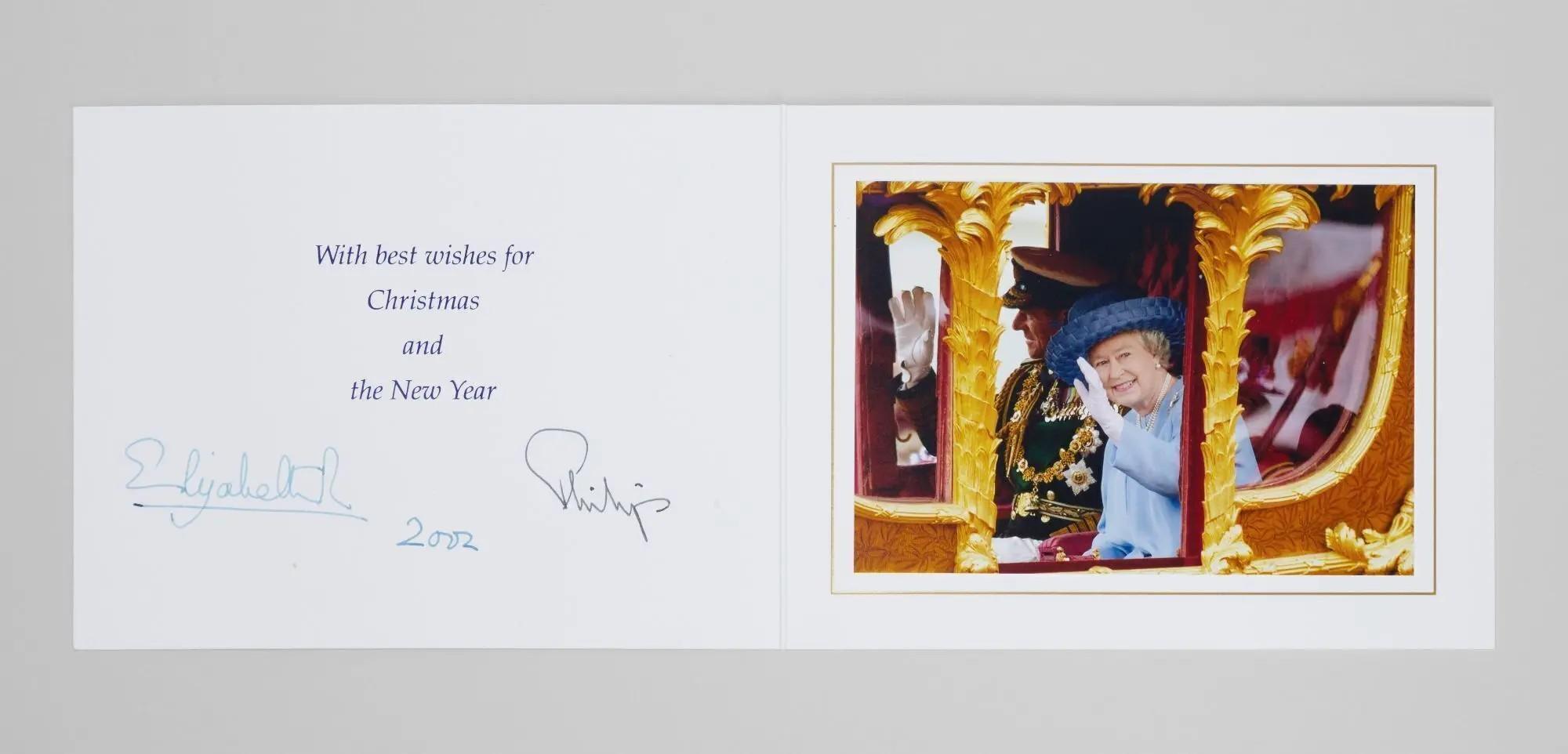 Queen Elizabeth II and Prince Philip | 2002 Signed Holiday Card Queen Elizabeth II and Prince Philip 2002 Signed Holiday Card