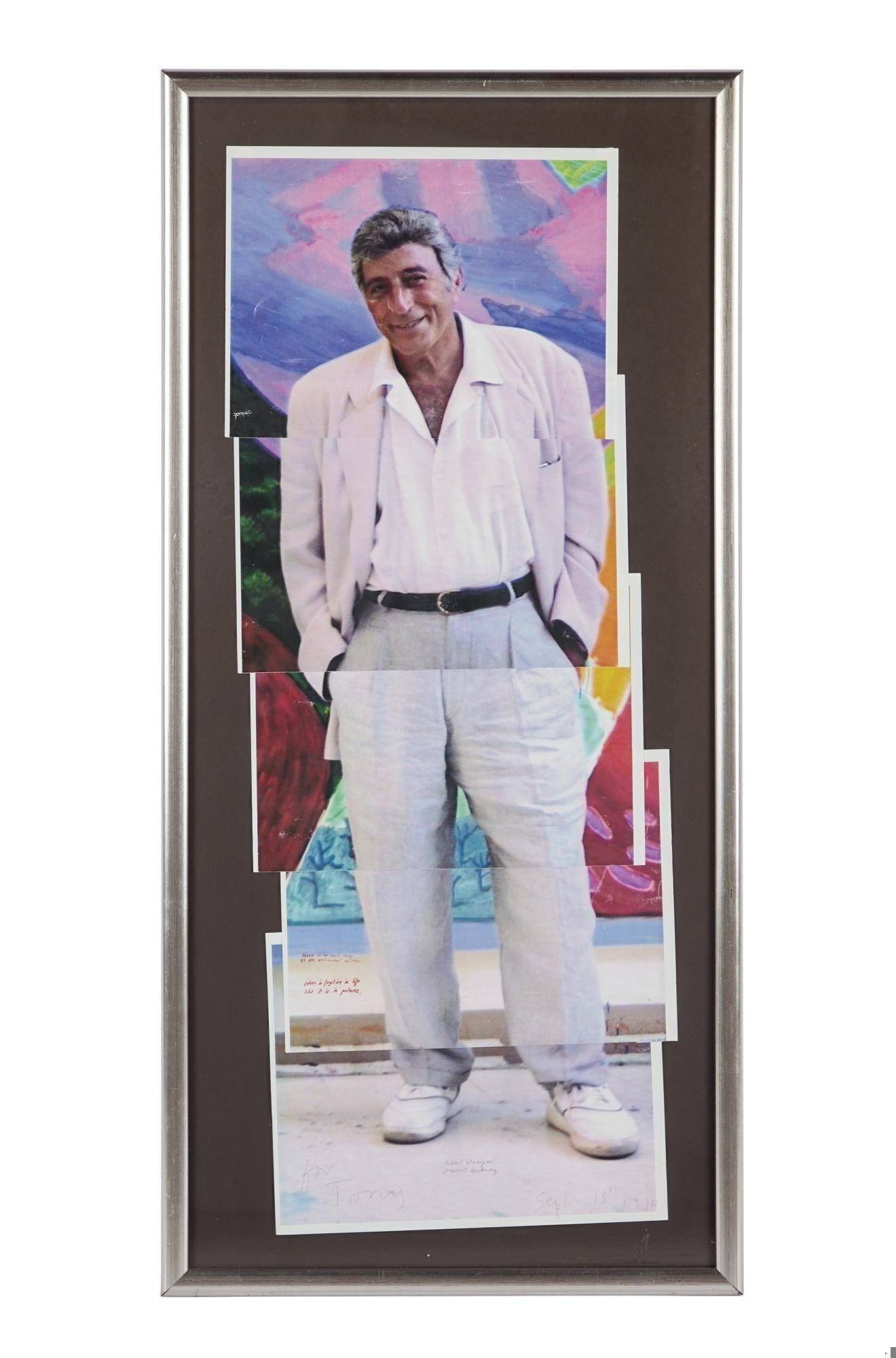 Tony Bennett David Hockney Gifted and Inscribed Assemblage Portrait Tony Bennett David Hockney Gifted and Inscribed Assemblage Portrait
