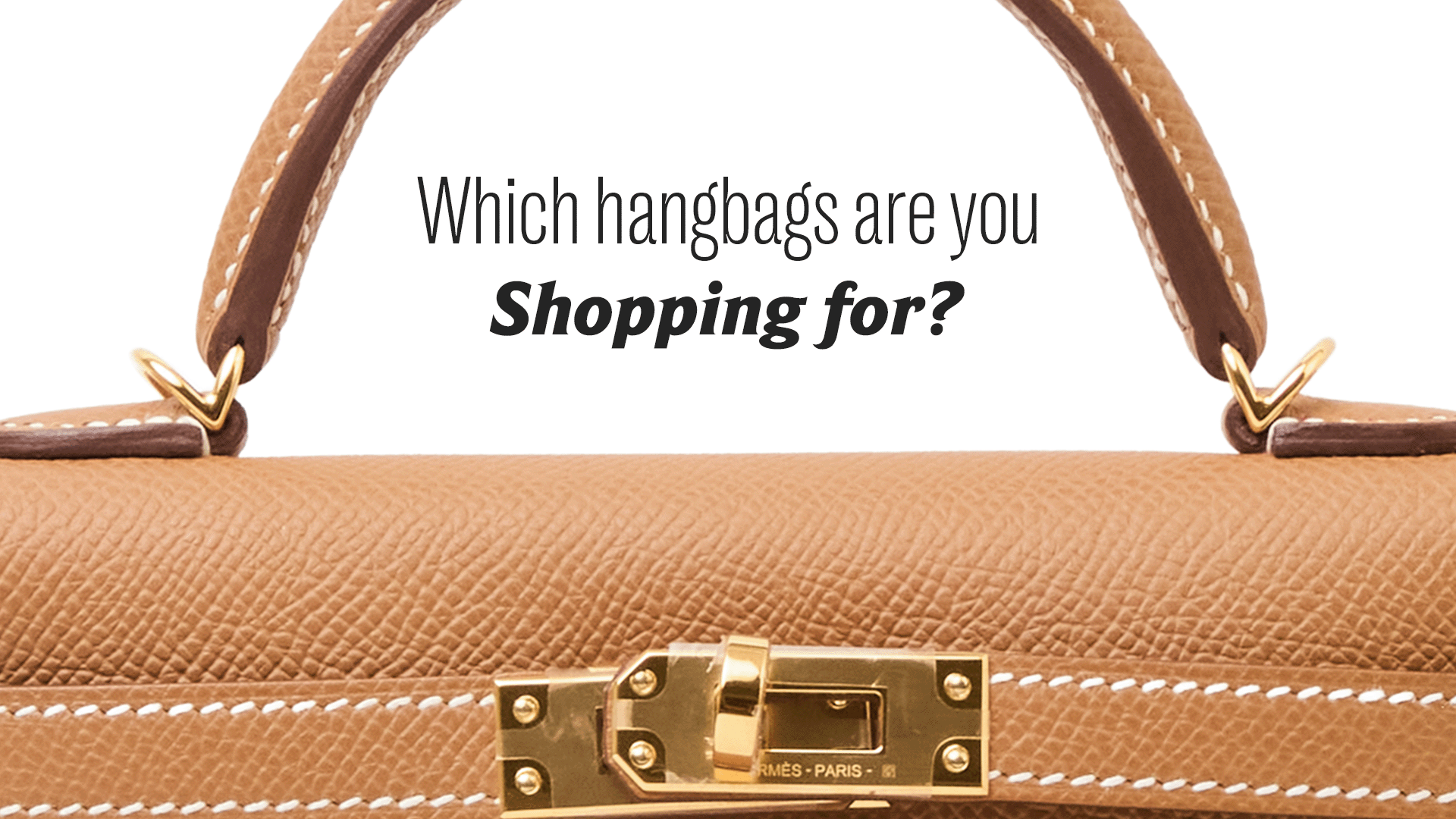 a brown hermes handbag presented with the question which handbags are you shopping for?