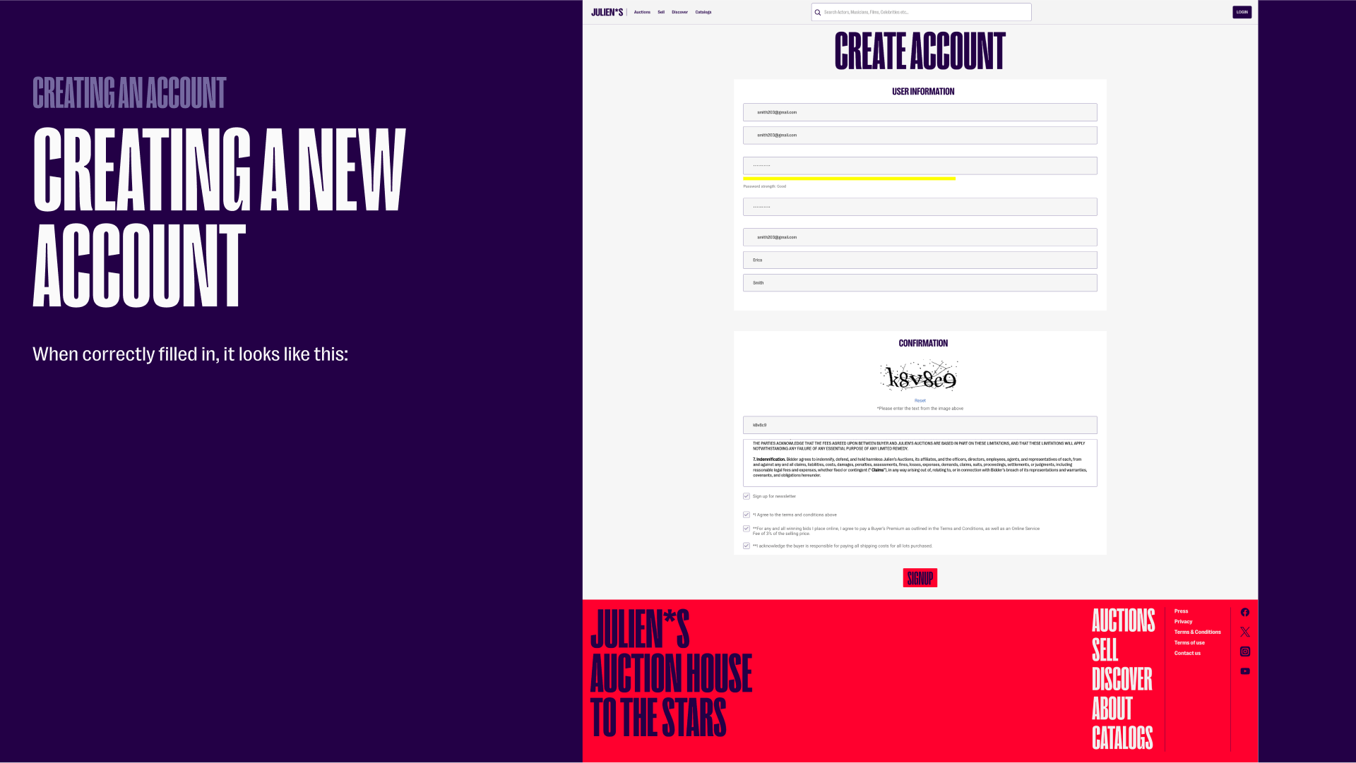 Creating a new account