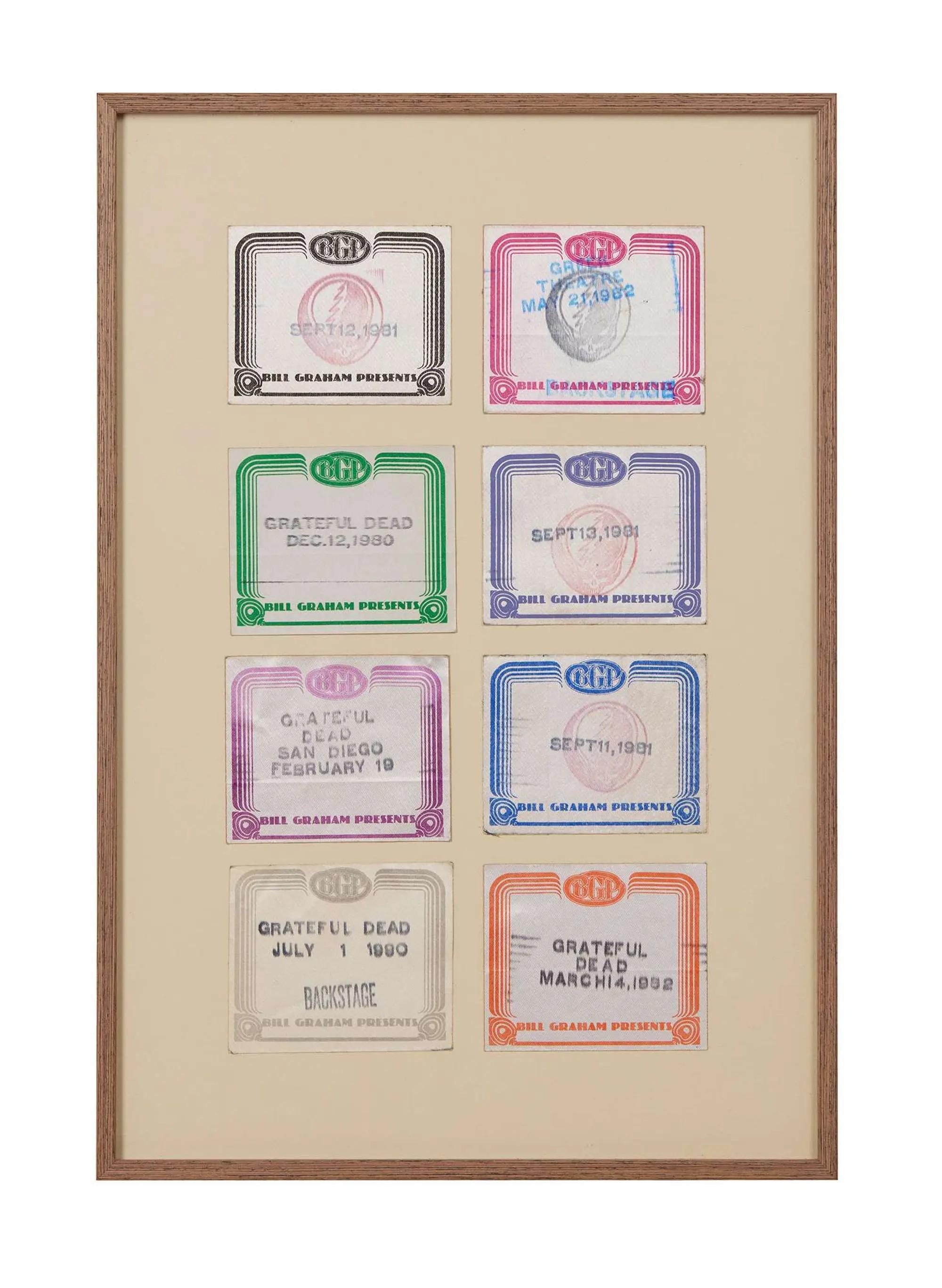 Lot #112 Grateful Dead Framed 1980s “Bill Graham Presents” Backstage Passes