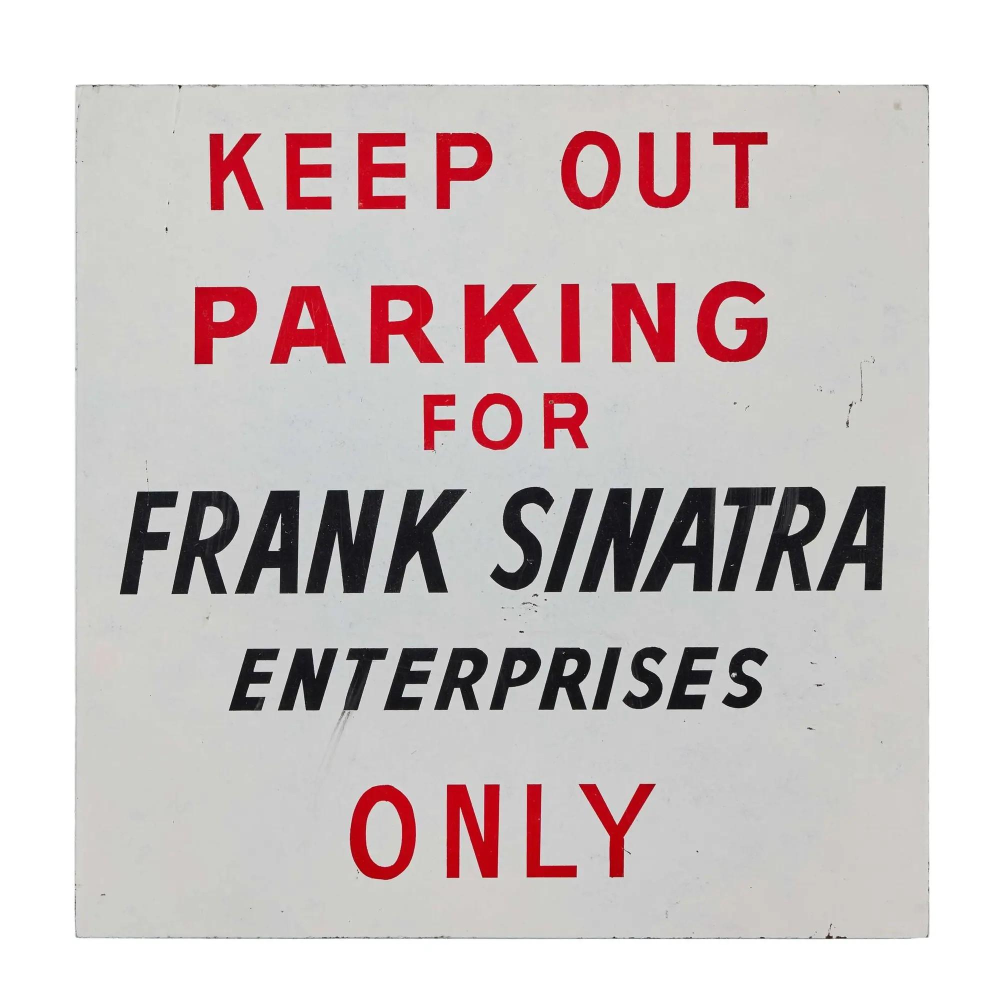 Lot #13  Frank Sinatra 1970s Parking Sign