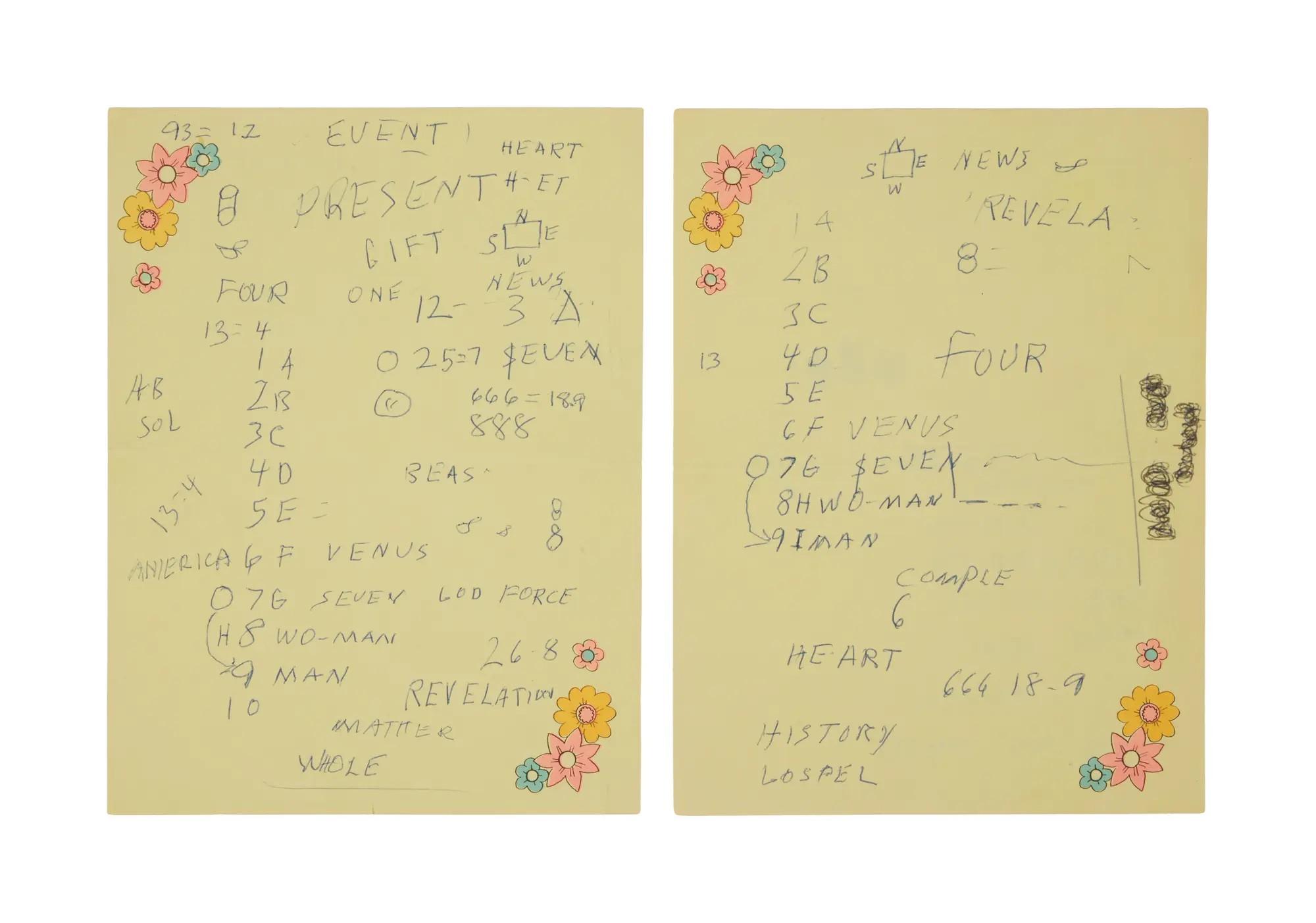 Lot #55. Elvis Presley | Handwritten Numerology Notes Lot #55 Elvis Presley Handwritten Numerology Notes