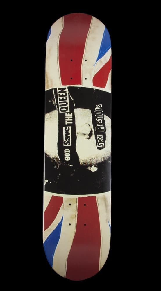 THE SEX PISTOLS SIGNED AND INSCRIBED SKATEBOARD DECKS WITH POSTER