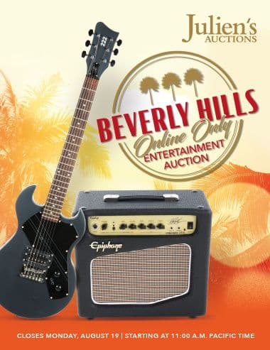 A poster for Julien's Auctions Beverly Hills 90210 Online 