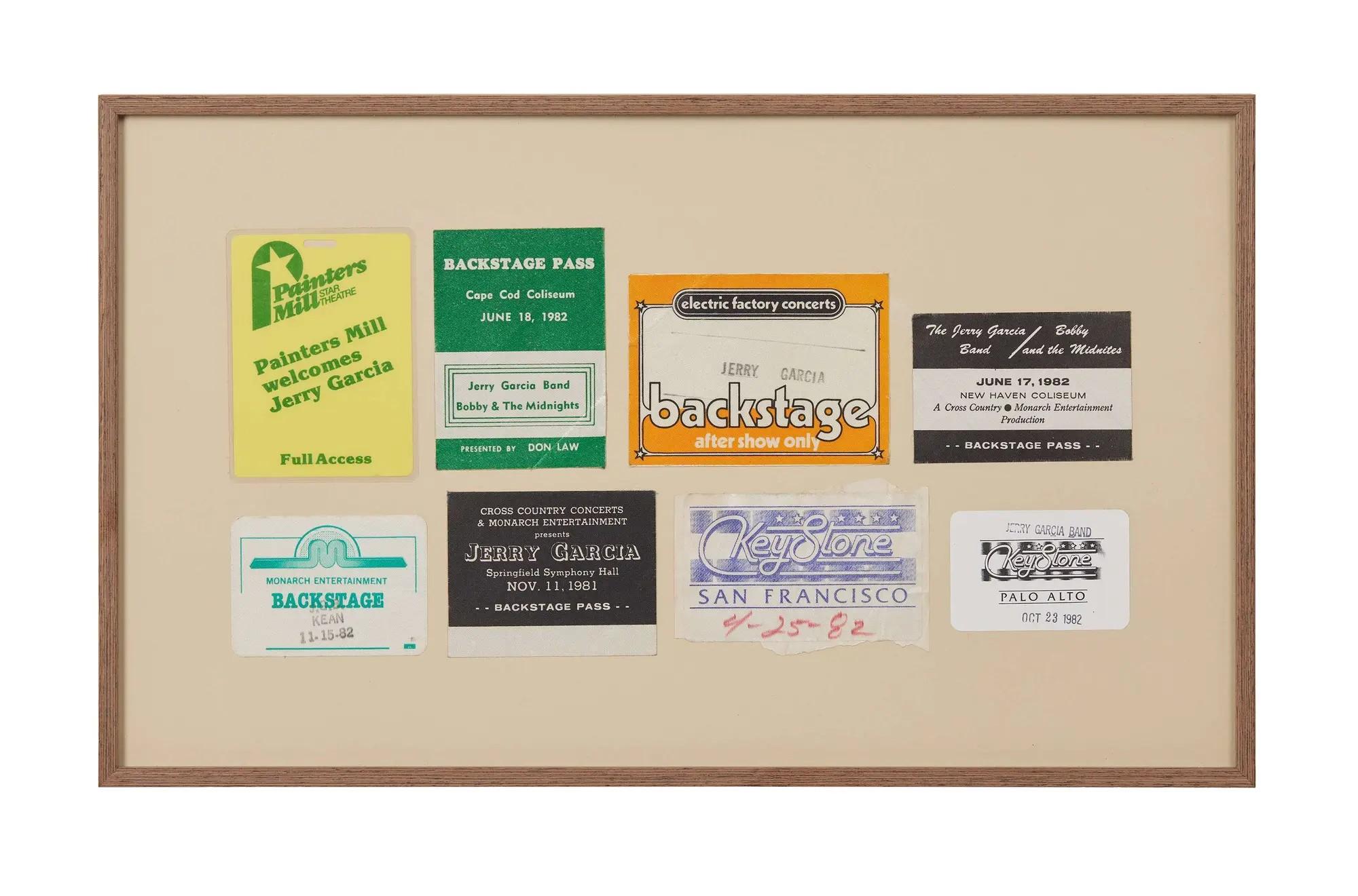Lot #115 Jerry Garcia Framed Early 1980s Backstage Passes