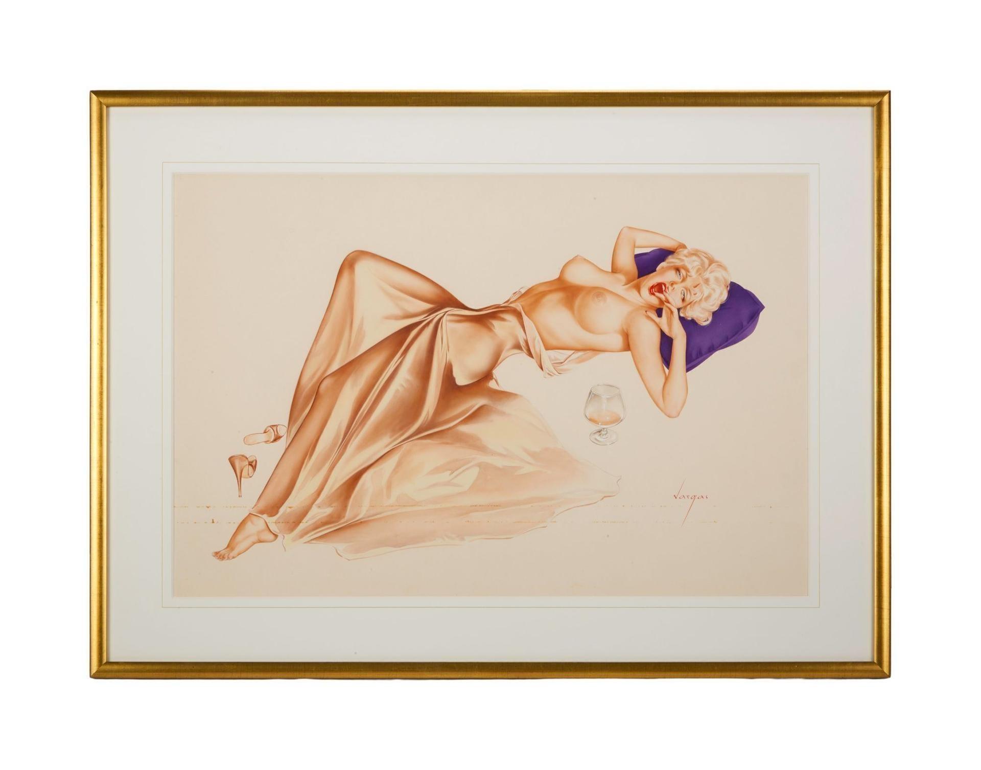 Playboy Alberto Vargas Girl Pinup January 1962 Watercolor Drawing