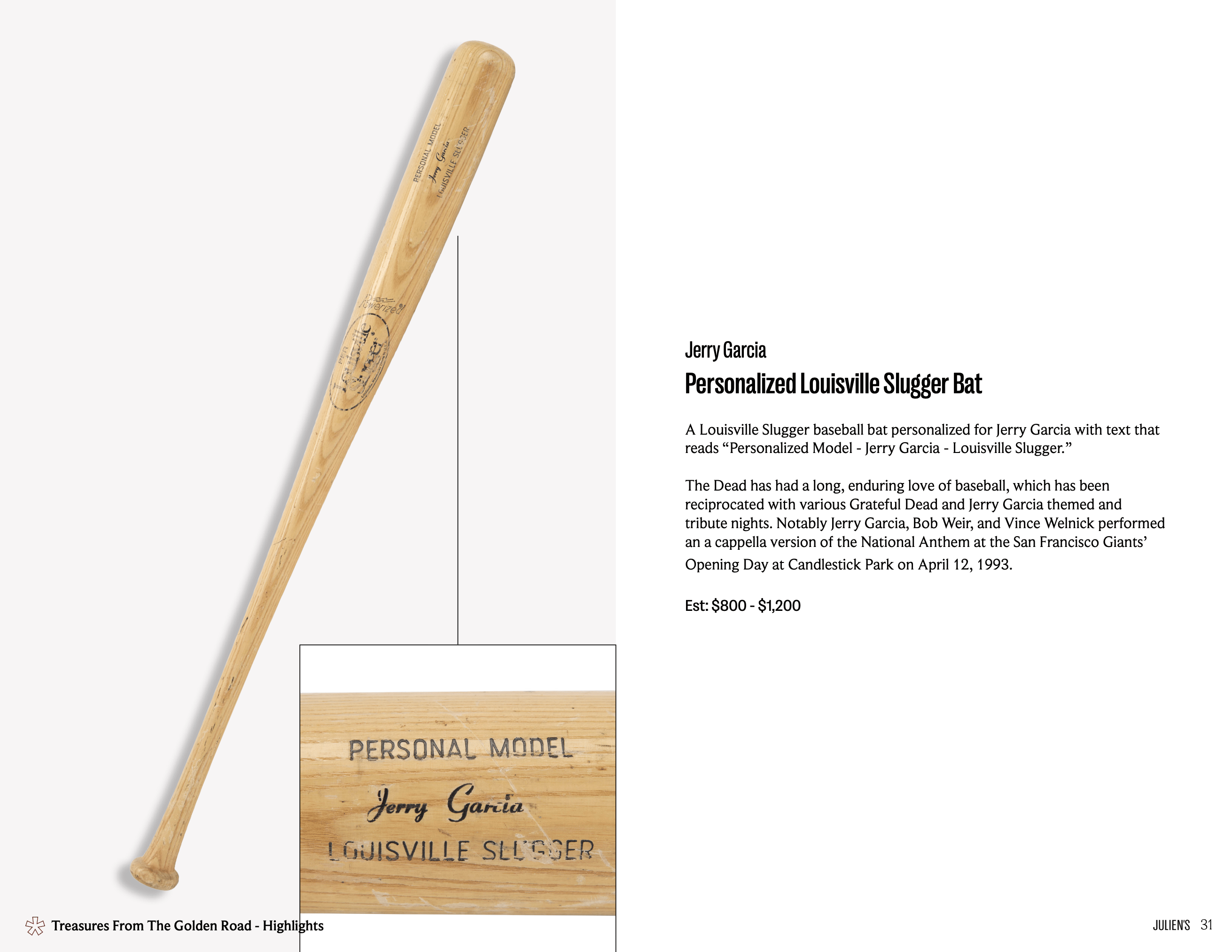 jerry garcia personalized baseball bat