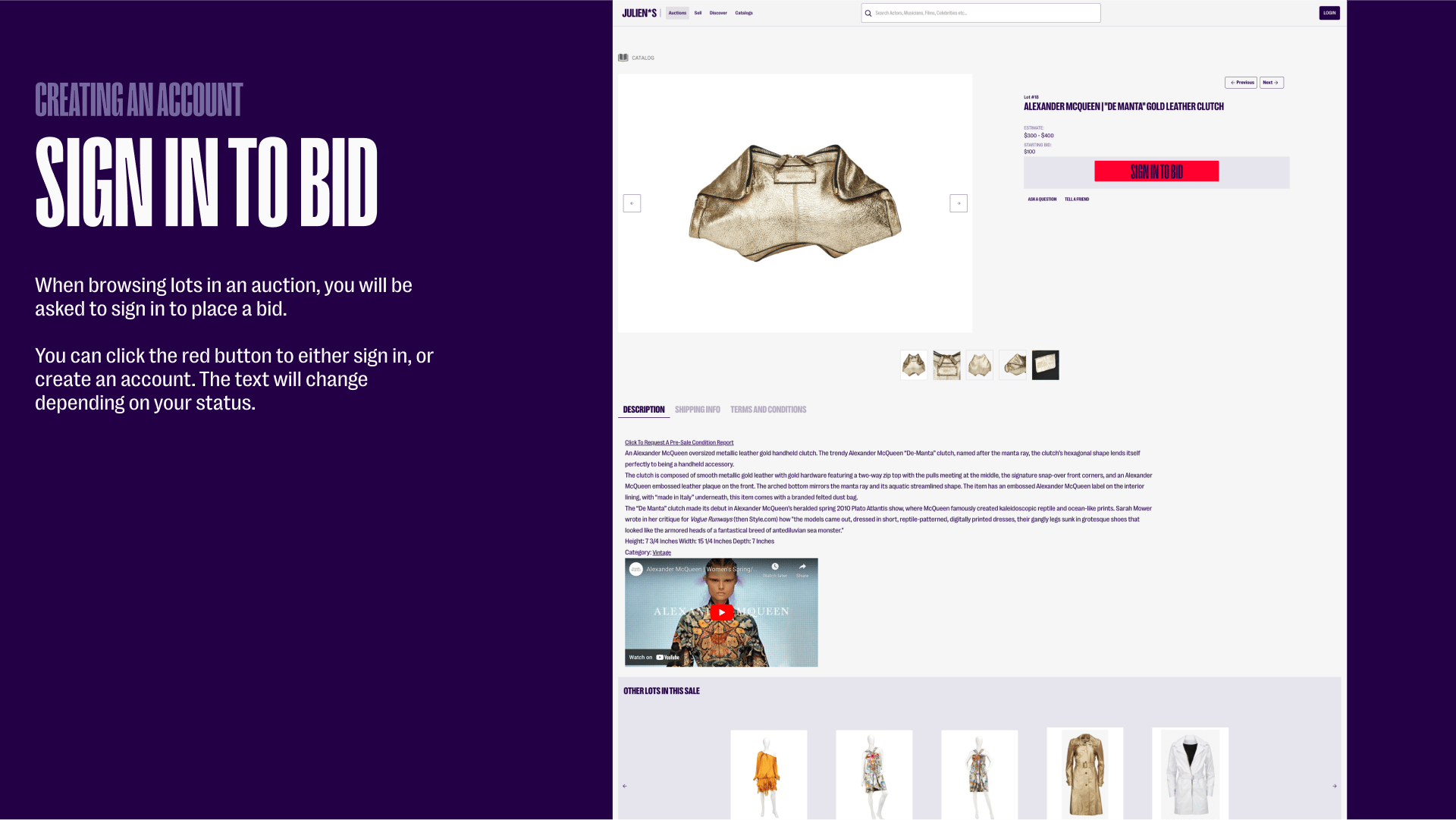 Signing in to bid