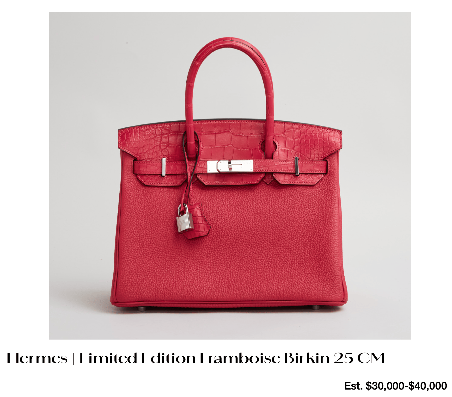a red hermes limited edition framboise birkin 25 cm