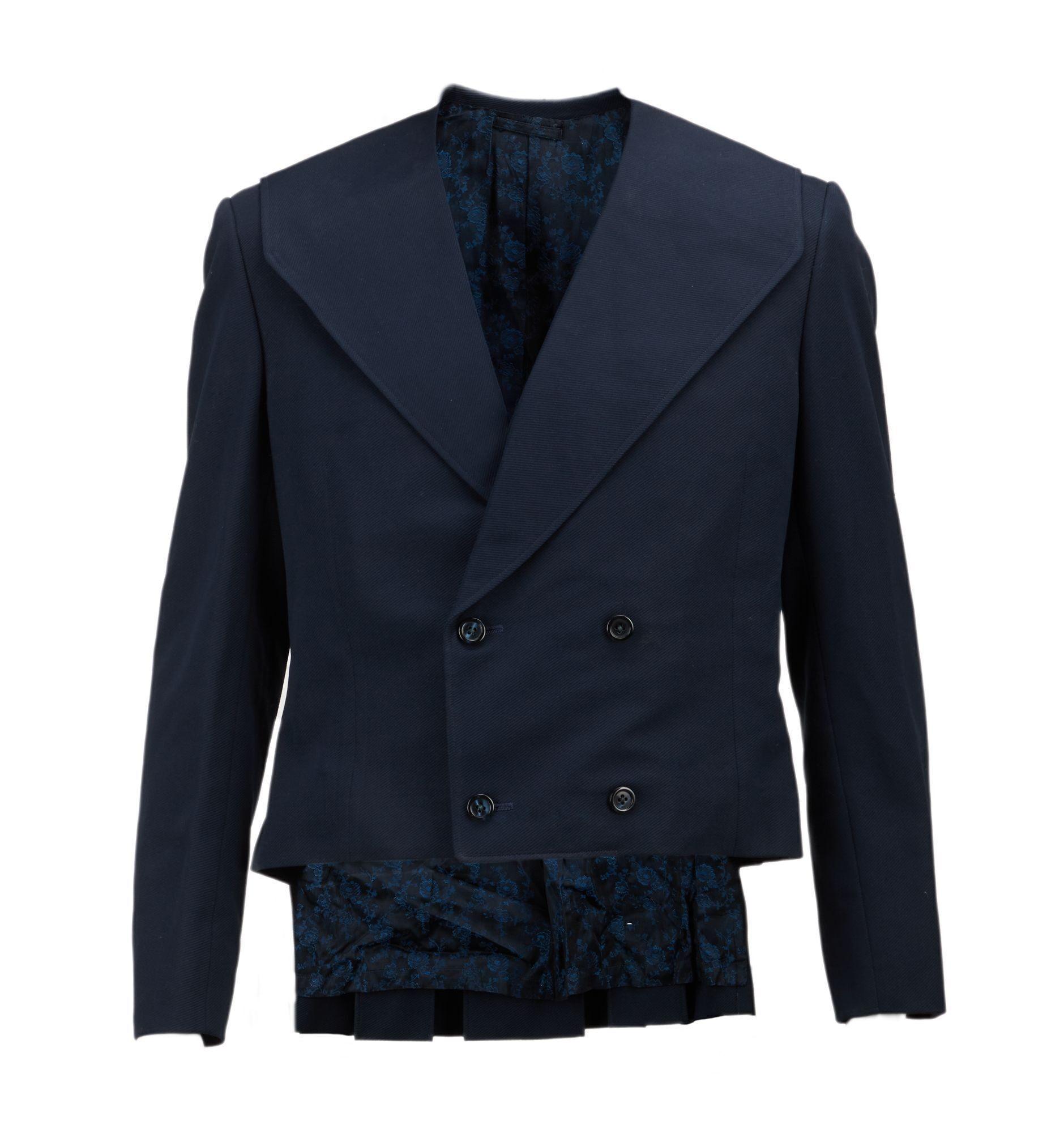 a dark blue jacket with buttons on the front