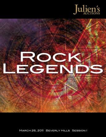 A poster for Julien's Auctions Rock Legends 