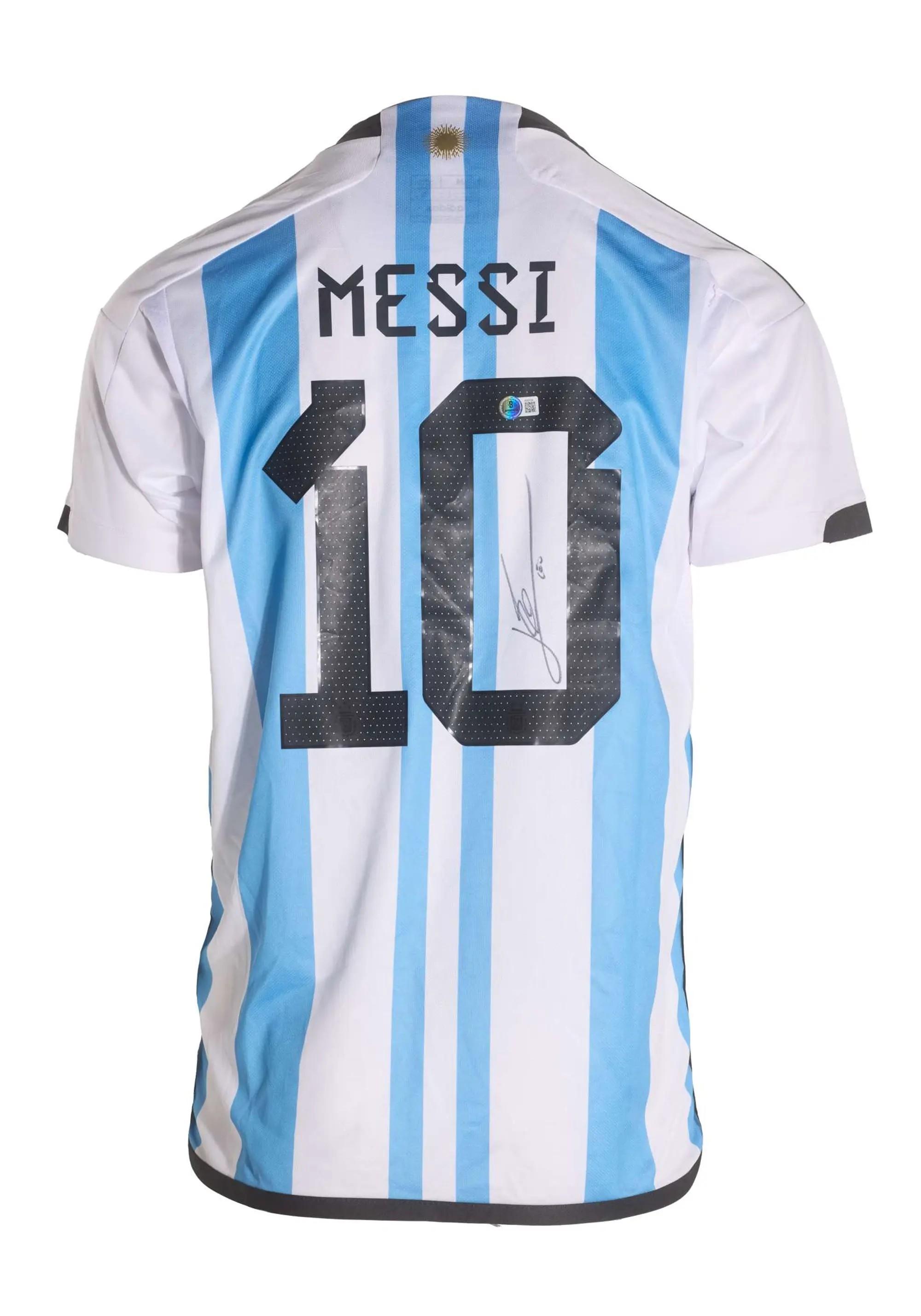Lot #182  Lionel Messi Signed Argentina Commemorative Jersey (Beckett)