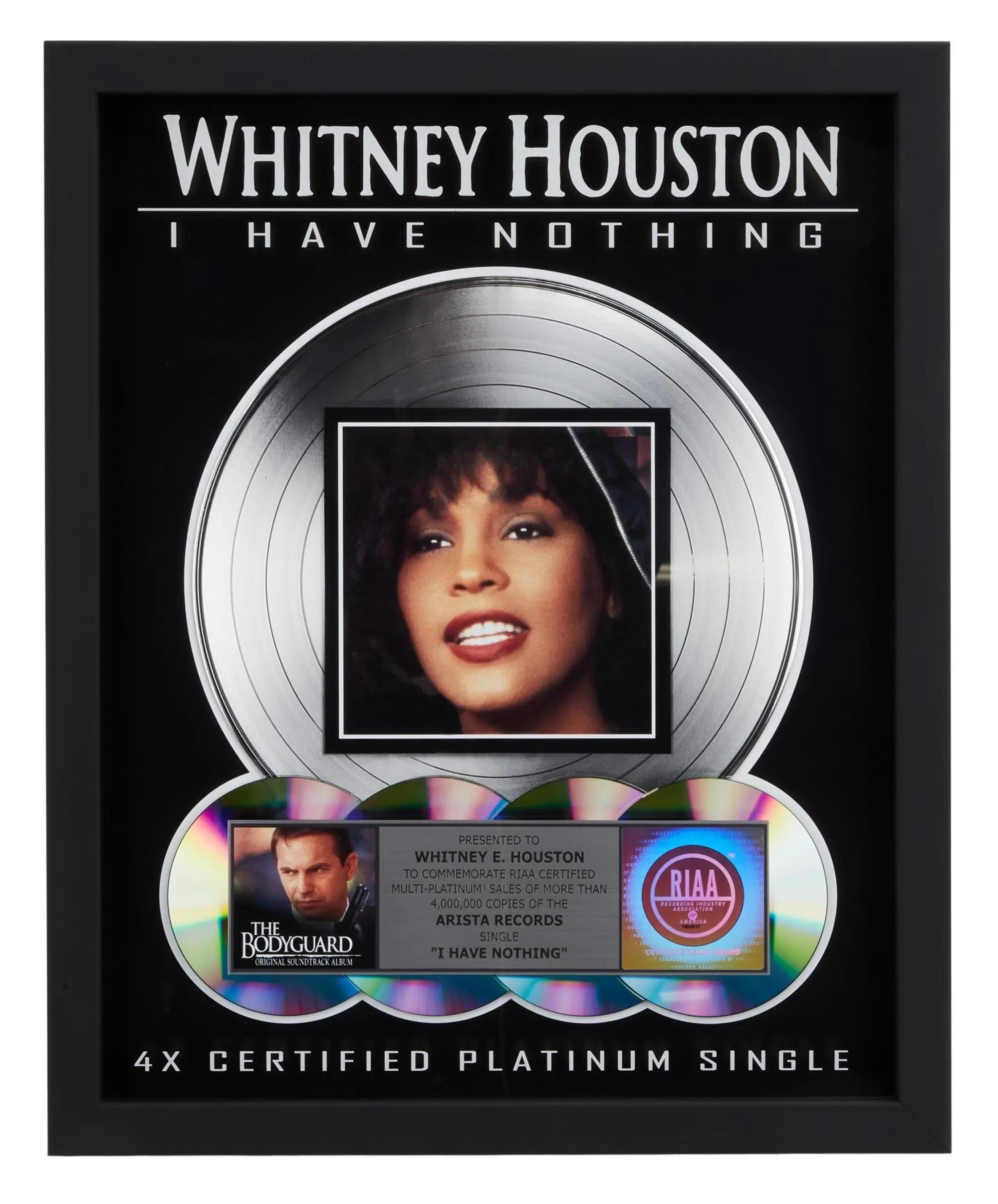 Lot #24. Whitney Houston | RIAA "Multi-Platinum" Sales Award for "I Have Nothing" Whitney Houston RIAA "Multi-Platinum" Sales Award for "I Have Nothing"