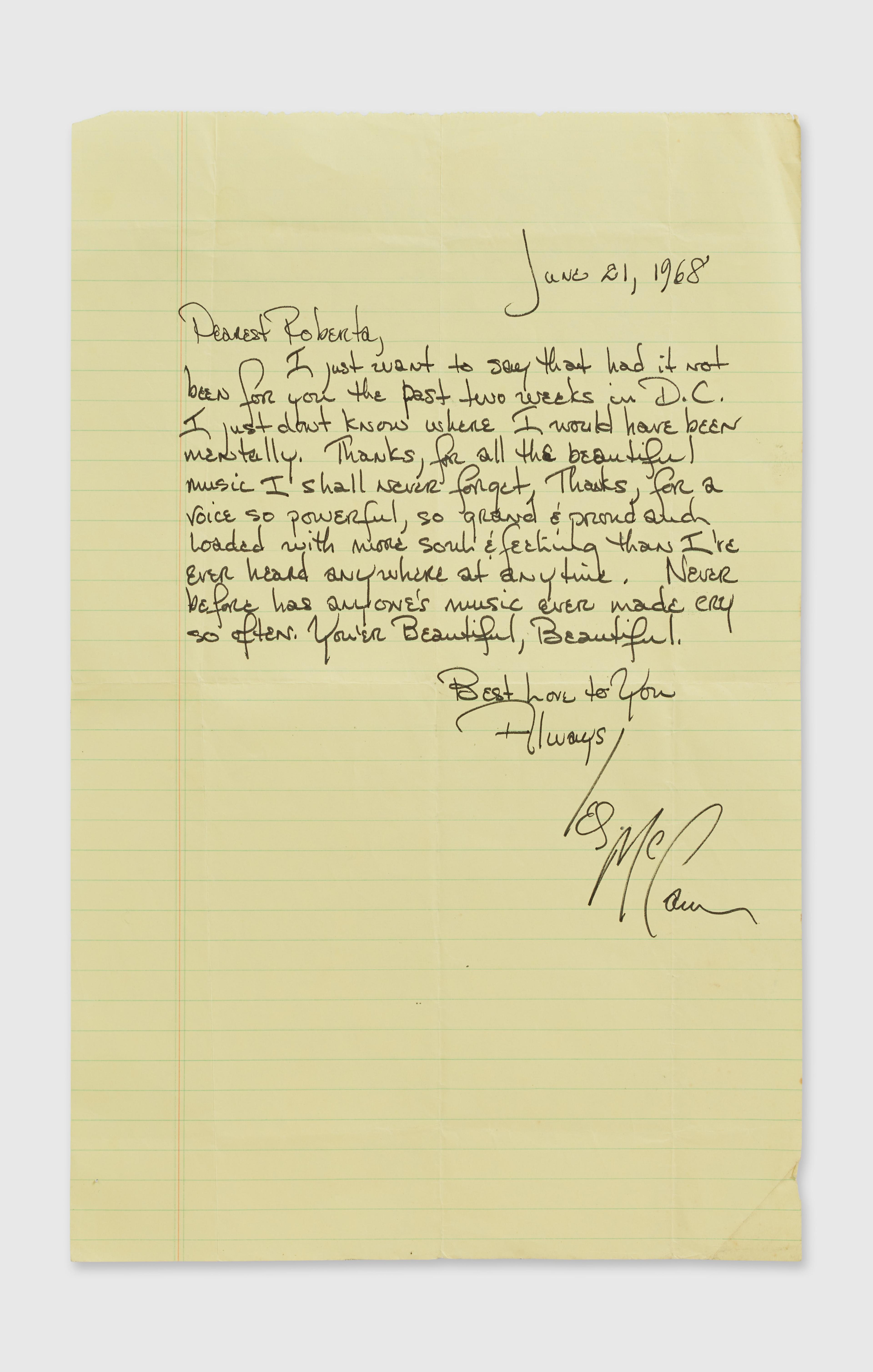 Letter from Les McCann