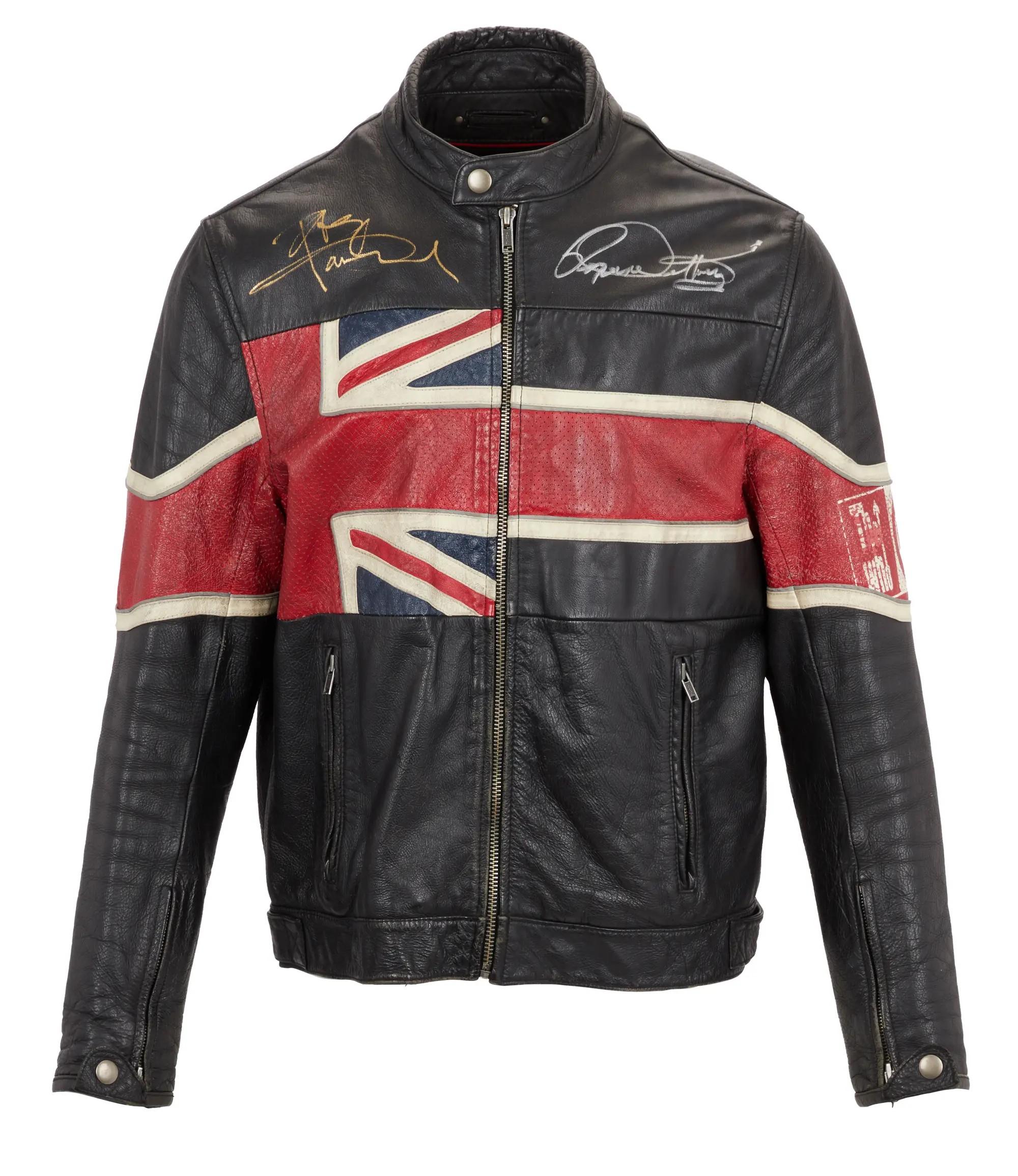 Lot #265. The Who | Roger Daltrey and Pete Townshend Signed Leather Jacket Lot #265 The Who Roger Daltrey and Pete Townshend Signed Leather Jacket
