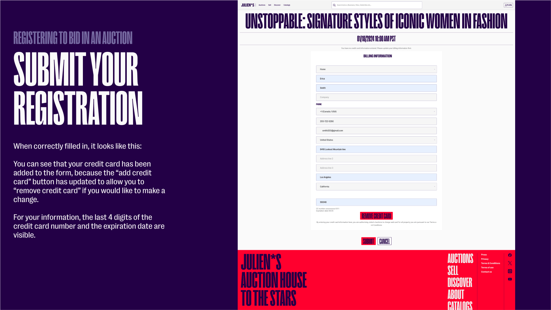 Submitting your registration