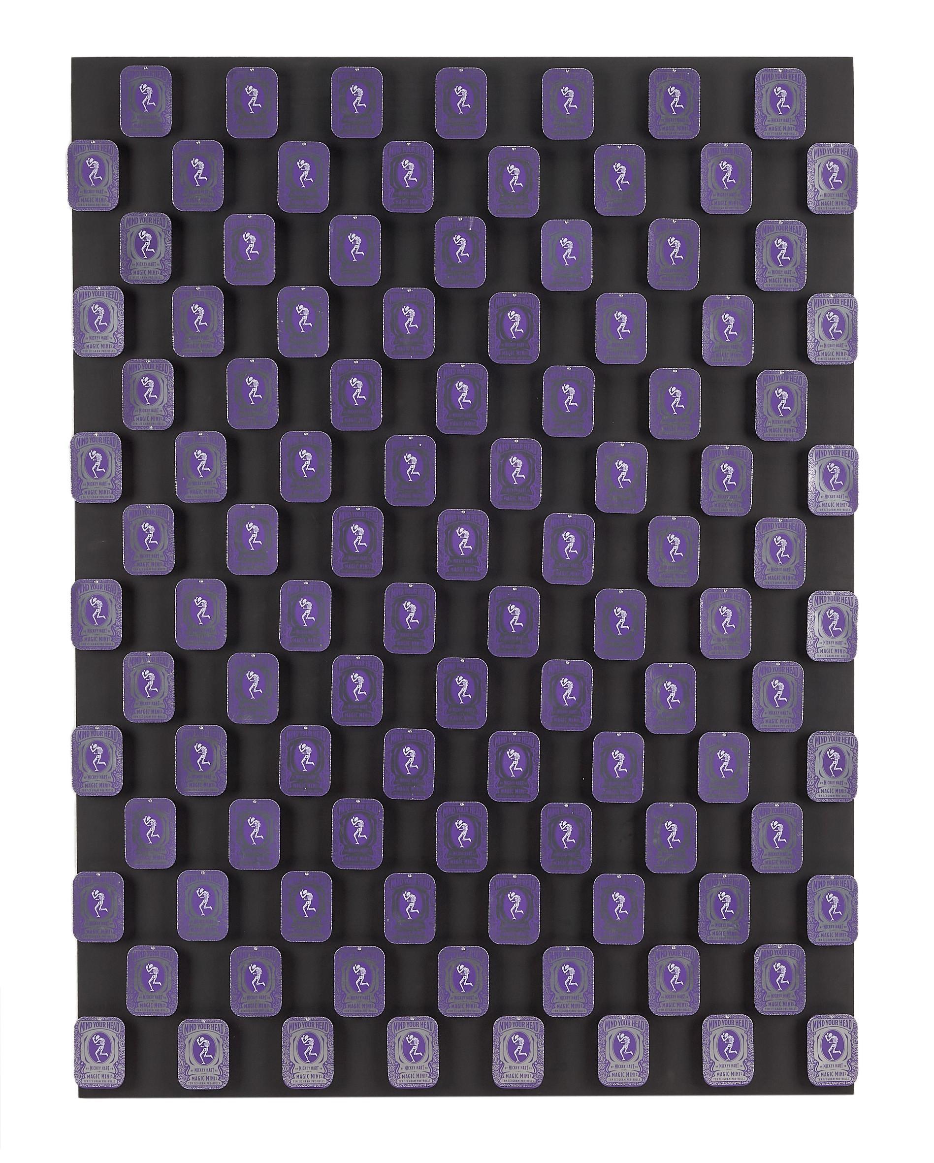 there are many purple squares with a question mark on them .