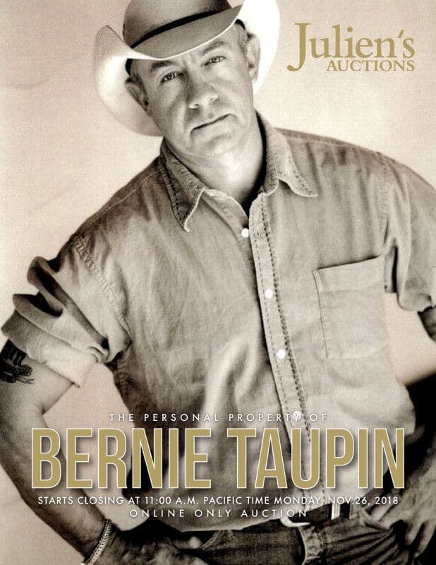 A poster for Julien's Auctions with Bernie Taupin