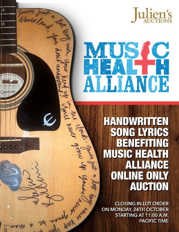 A poster for the Julien's Auctions Music Health Alliance