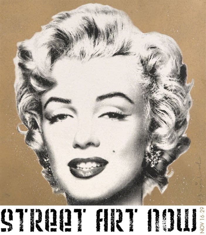 A poster for Julien's Street Art Now shows a picture of Marilyn Monroe